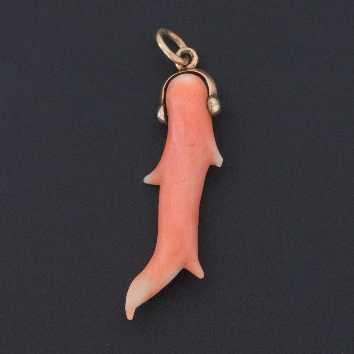Antique Coral Charm | 14k Gold Coral Charm - Trademark Antiques