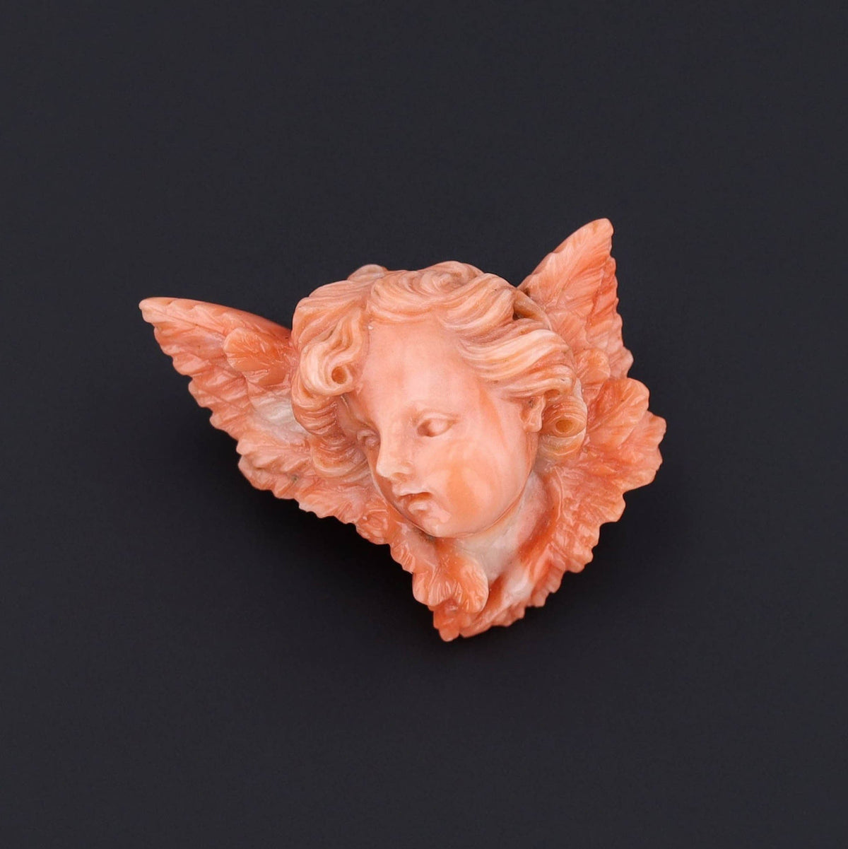 Antique Coral Cherub Brooch | Antique Coral Angel Brooch - Trademark Antiques