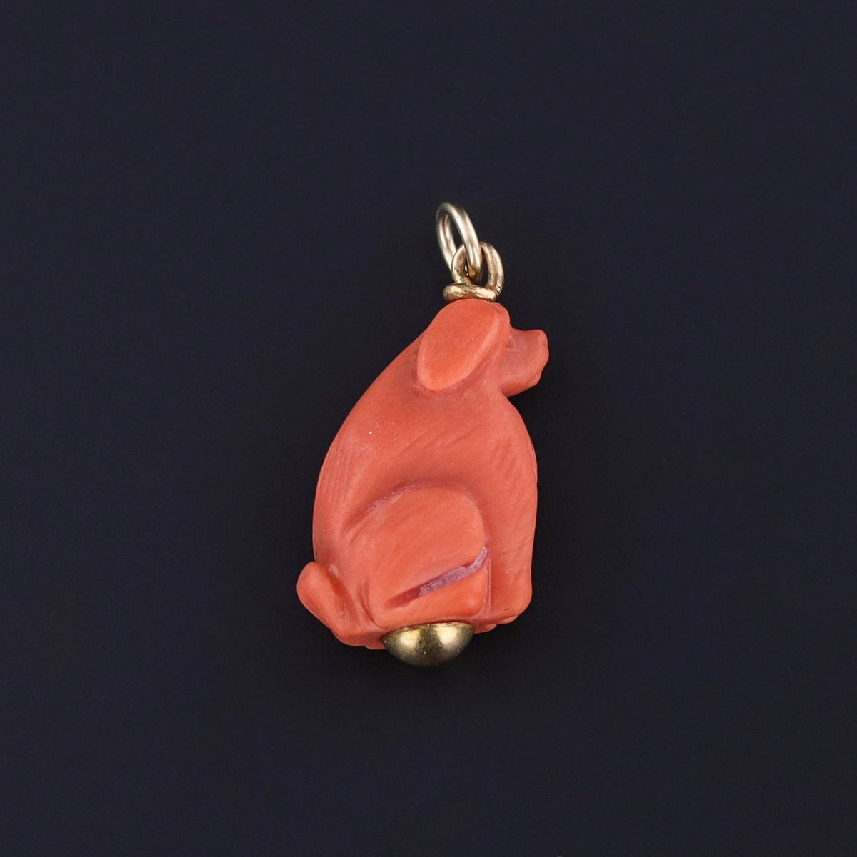 Antique Coral Dog Charm of 18k Gold - Trademark Antiques