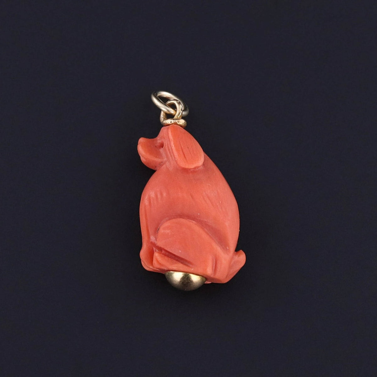 Antique Coral Dog Charm of 18k Gold - Trademark Antiques