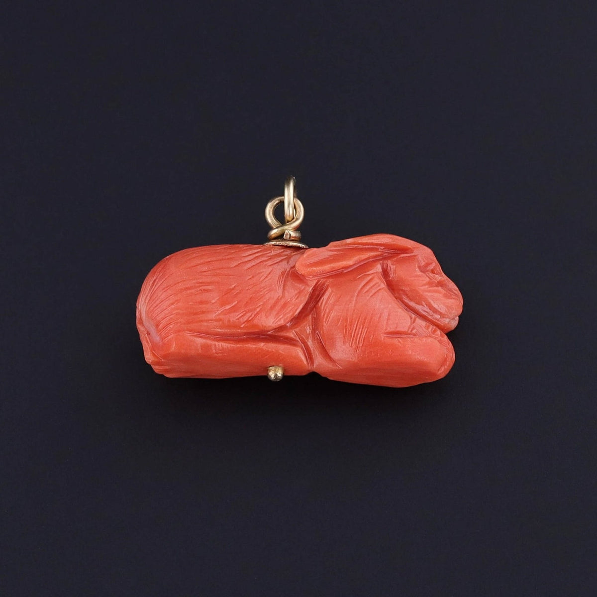 Antique Coral Rabbit Pendant of 14k Gold - Trademark Antiques