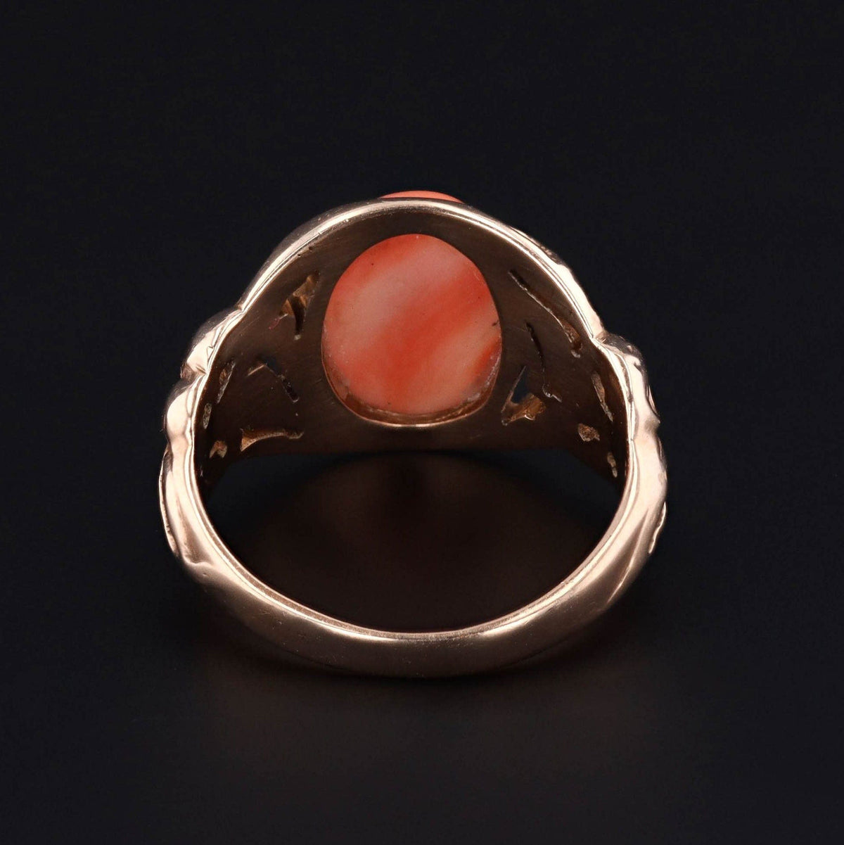 Antique Coral Ring | 10k Gold Floral Ring - Trademark Antiques