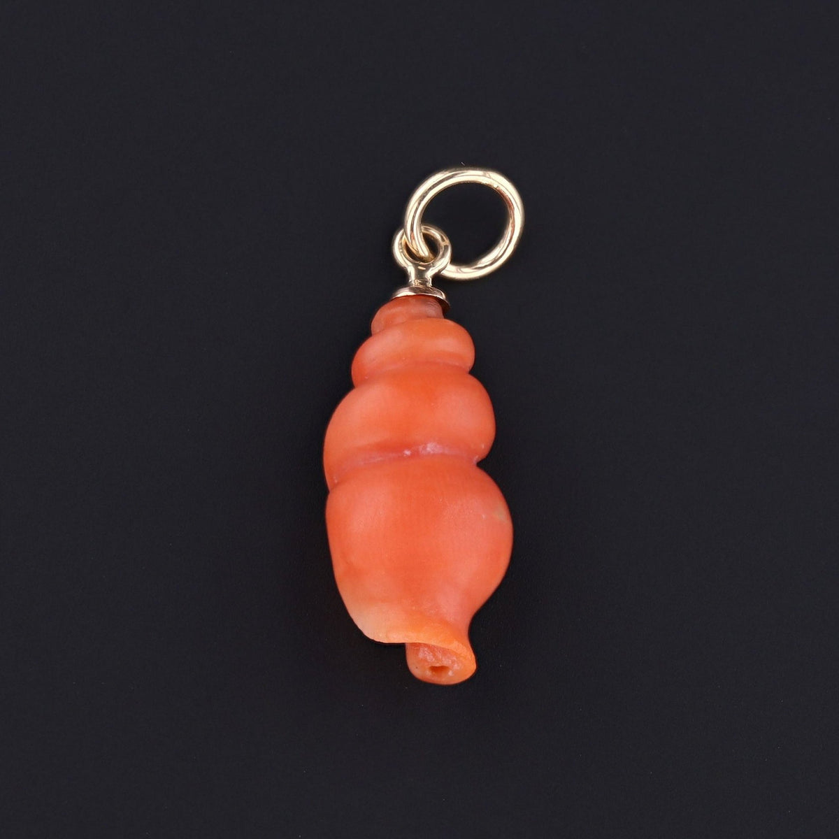 Antique Coral Seashell Charm | 14k Gold Coral Charm - Trademark Antiques