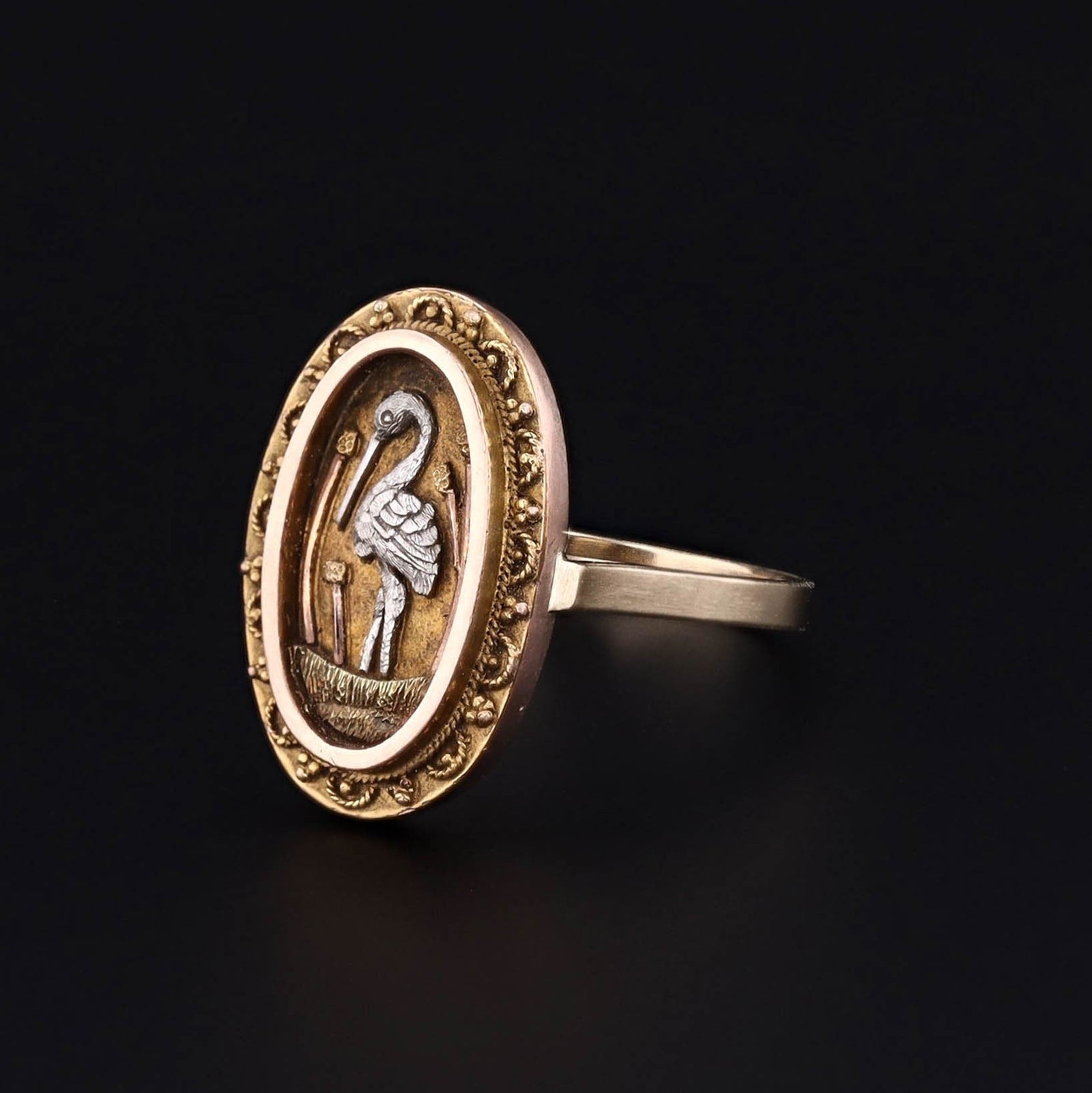 Antique Crane Ring | Bird Ring - Trademark Antiques