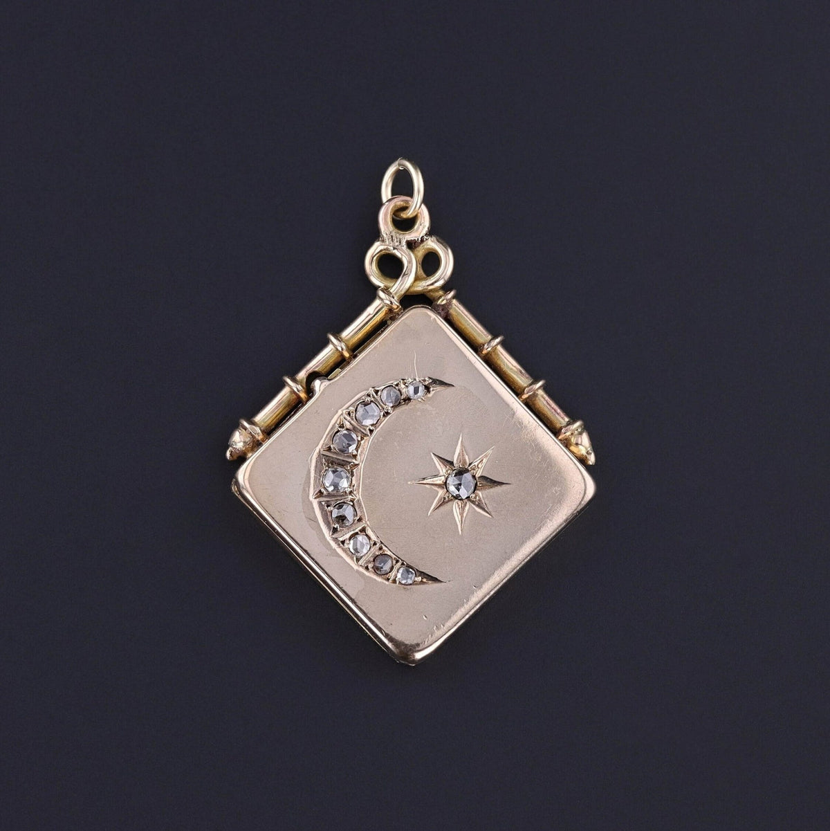 Antique Crescent and Star Locket of 10k Gold - Trademark Antiques
