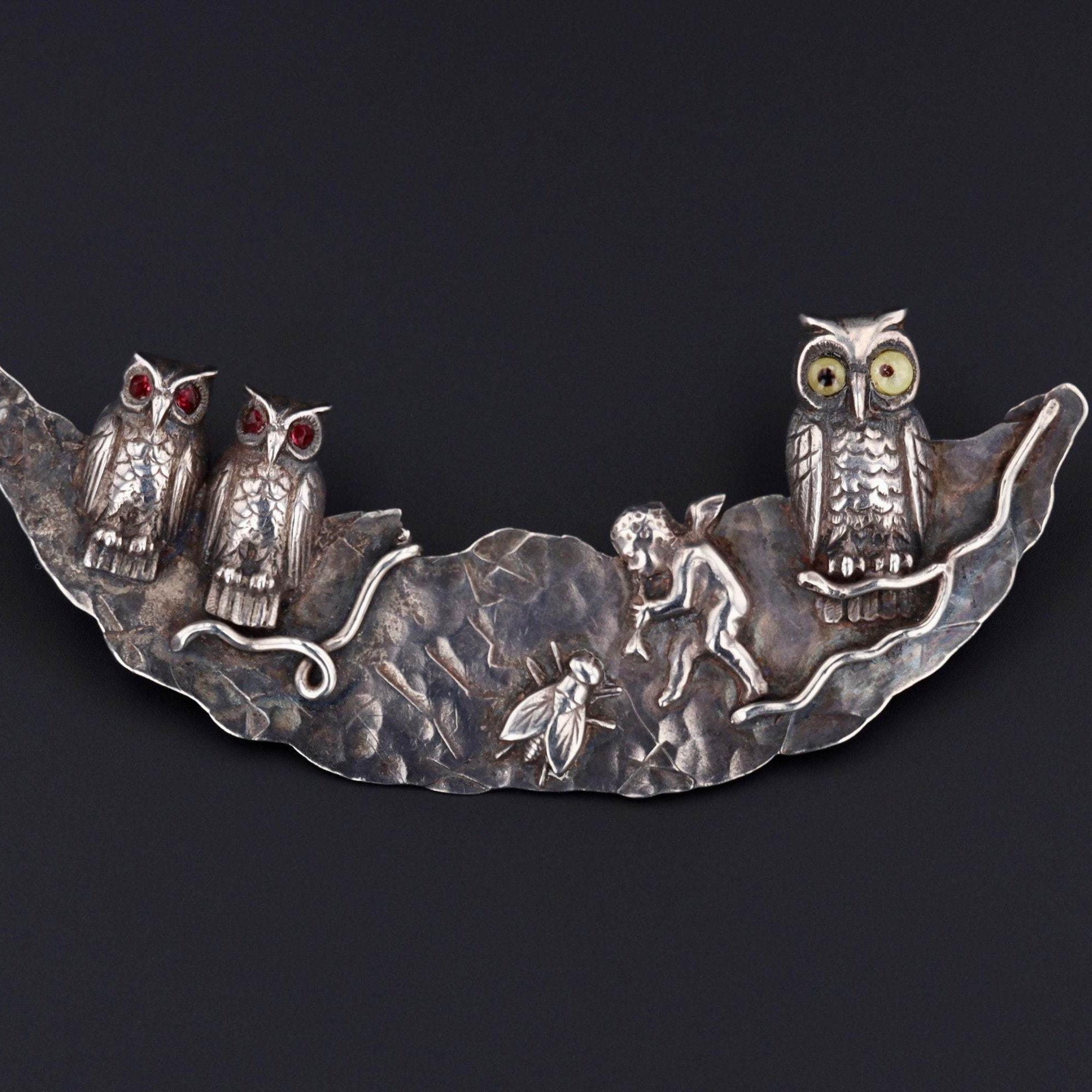 Antique Crescent Moon Brooch | Antique Silver Brooch - Trademark Antiques