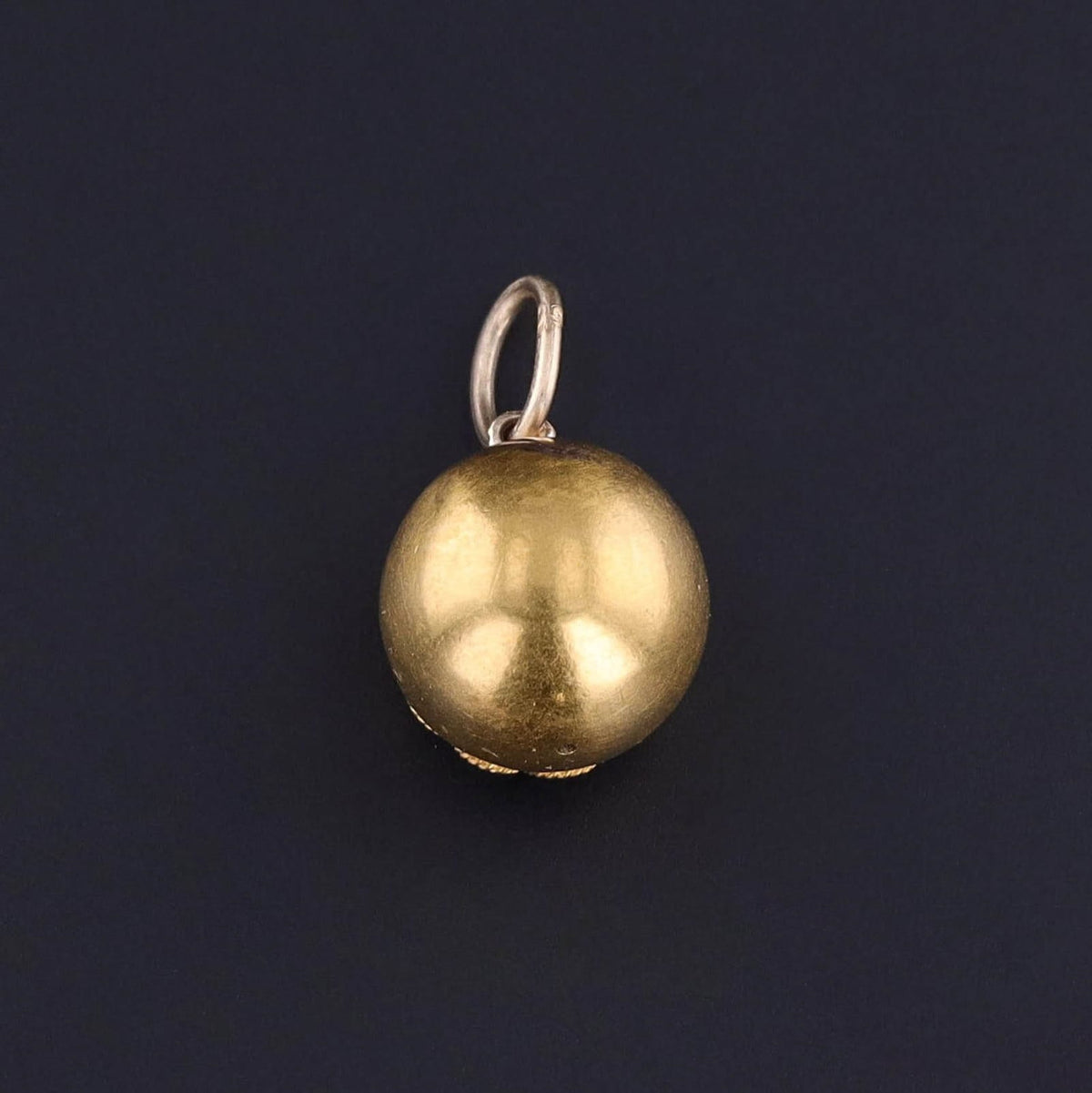 Antique Crescent Moon Orb Charm of 14k Gold - Trademark Antiques