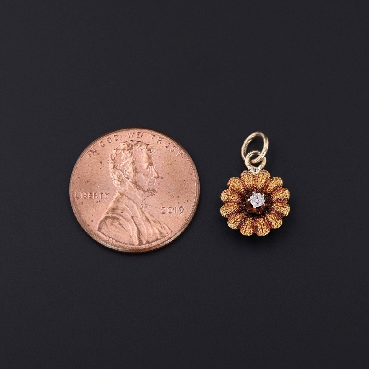 Antique Daisy Conversion Charm of 14k Gold - Trademark Antiques