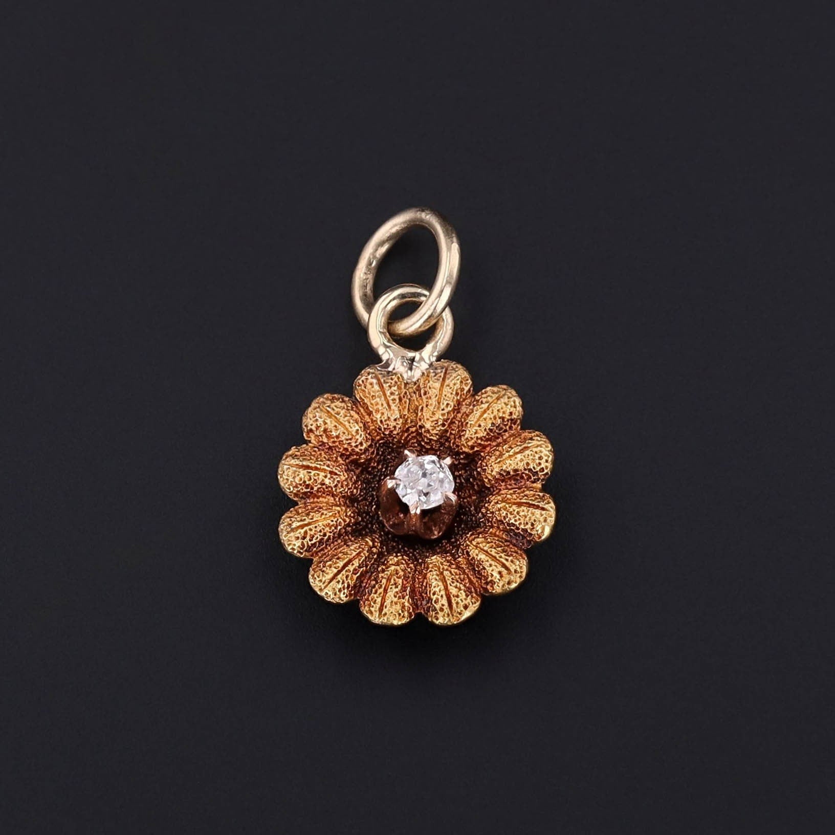 Antique Daisy Conversion Charm of 14k Gold - Trademark Antiques