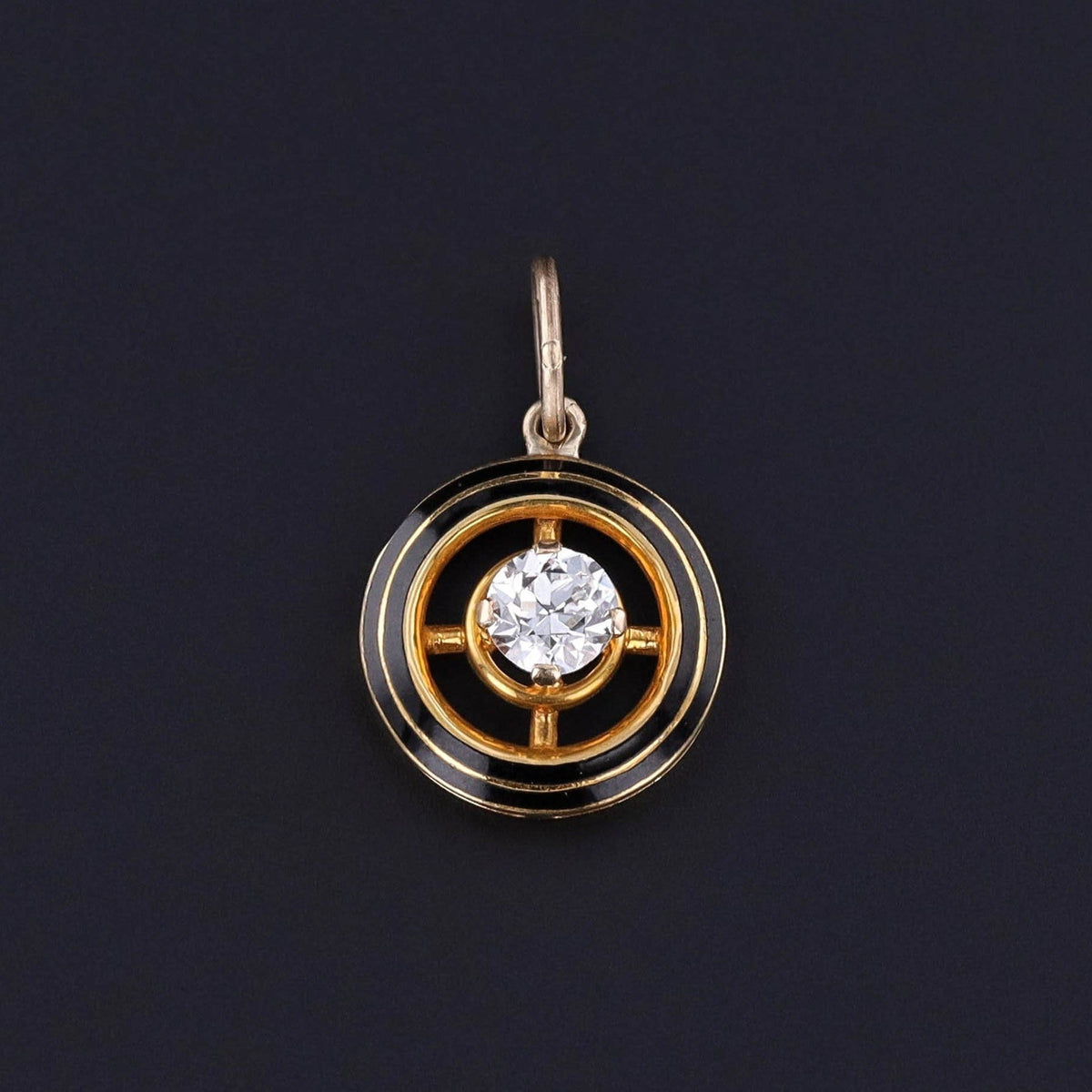 Antique Diamond and Enamel Charm of 14k Gold - Trademark Antiques