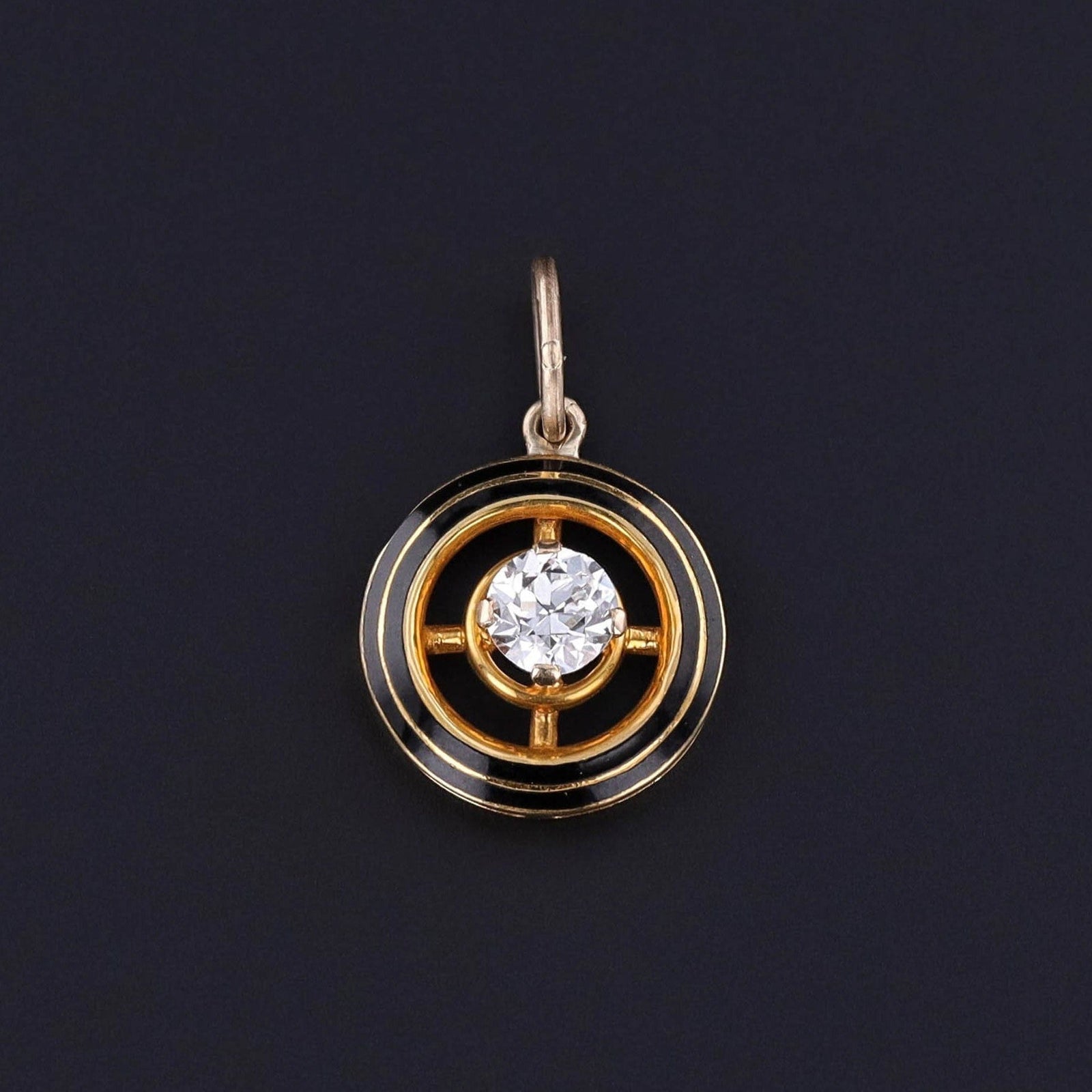 Antique Diamond and Enamel Charm of 14k Gold - Trademark Antiques