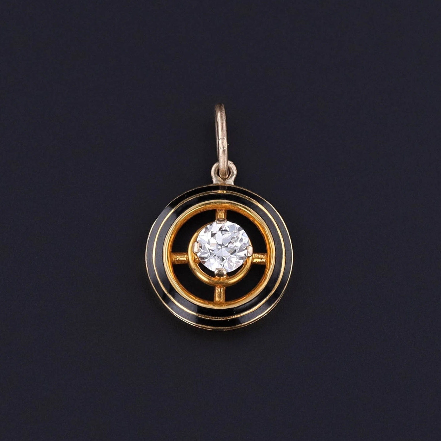 Antique Diamond and Enamel Charm of 14k Gold - Trademark Antiques