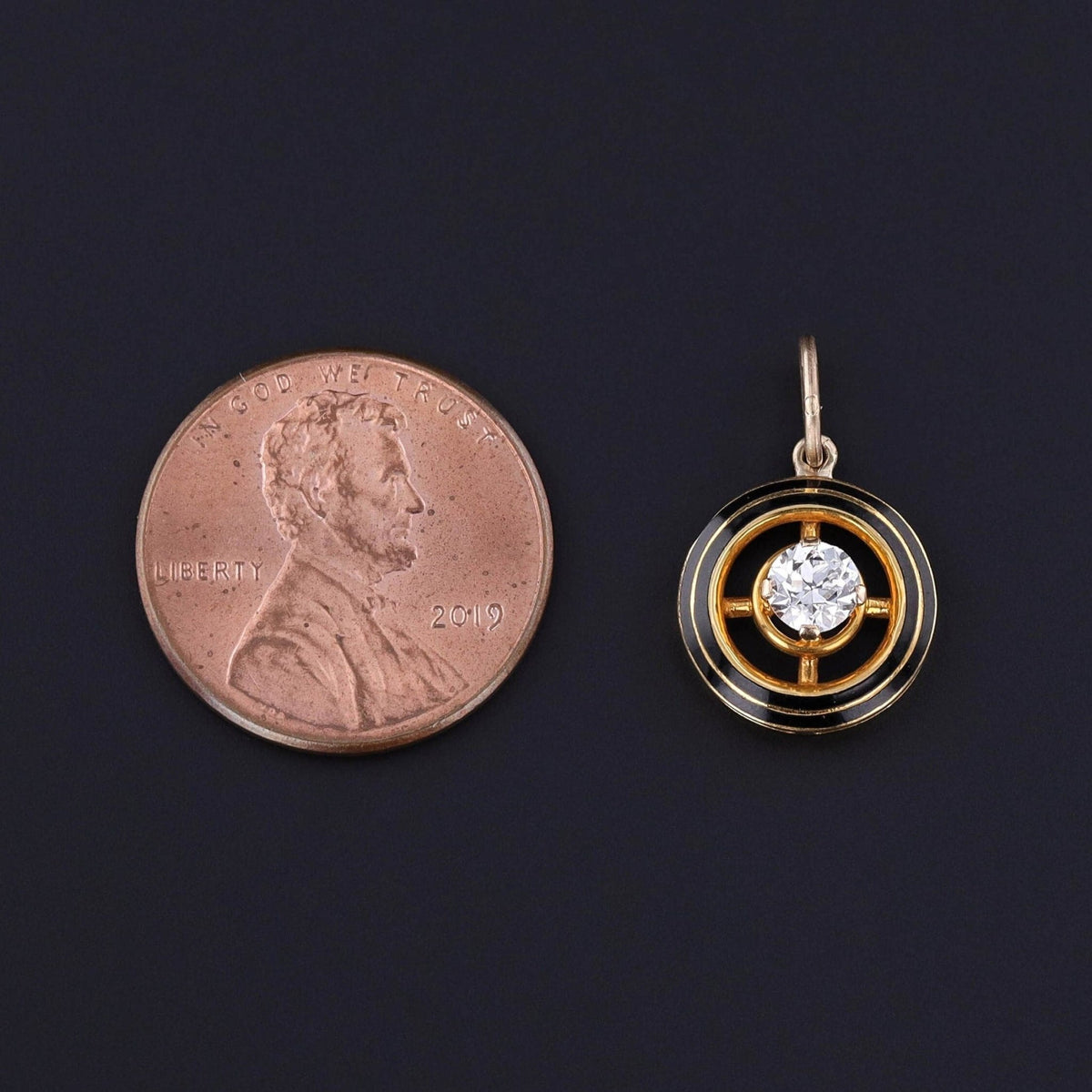 Antique Diamond and Enamel Charm of 14k Gold - Trademark Antiques