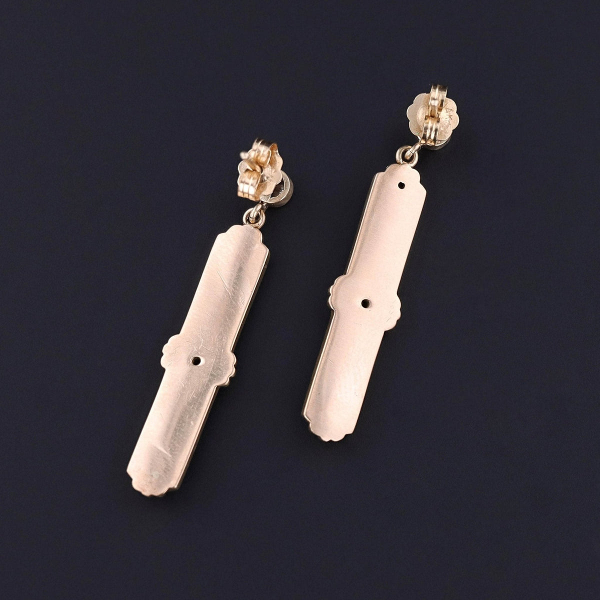 Antique Diamond and Enamel Conversion Earrings of 14k Gold - Trademark Antiques