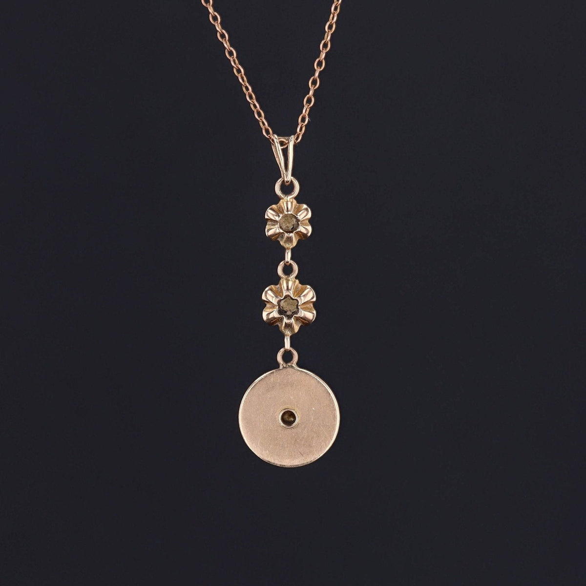 Antique Diamond and Enamel Lavalier Pendant of 10k Gold - Trademark Antiques