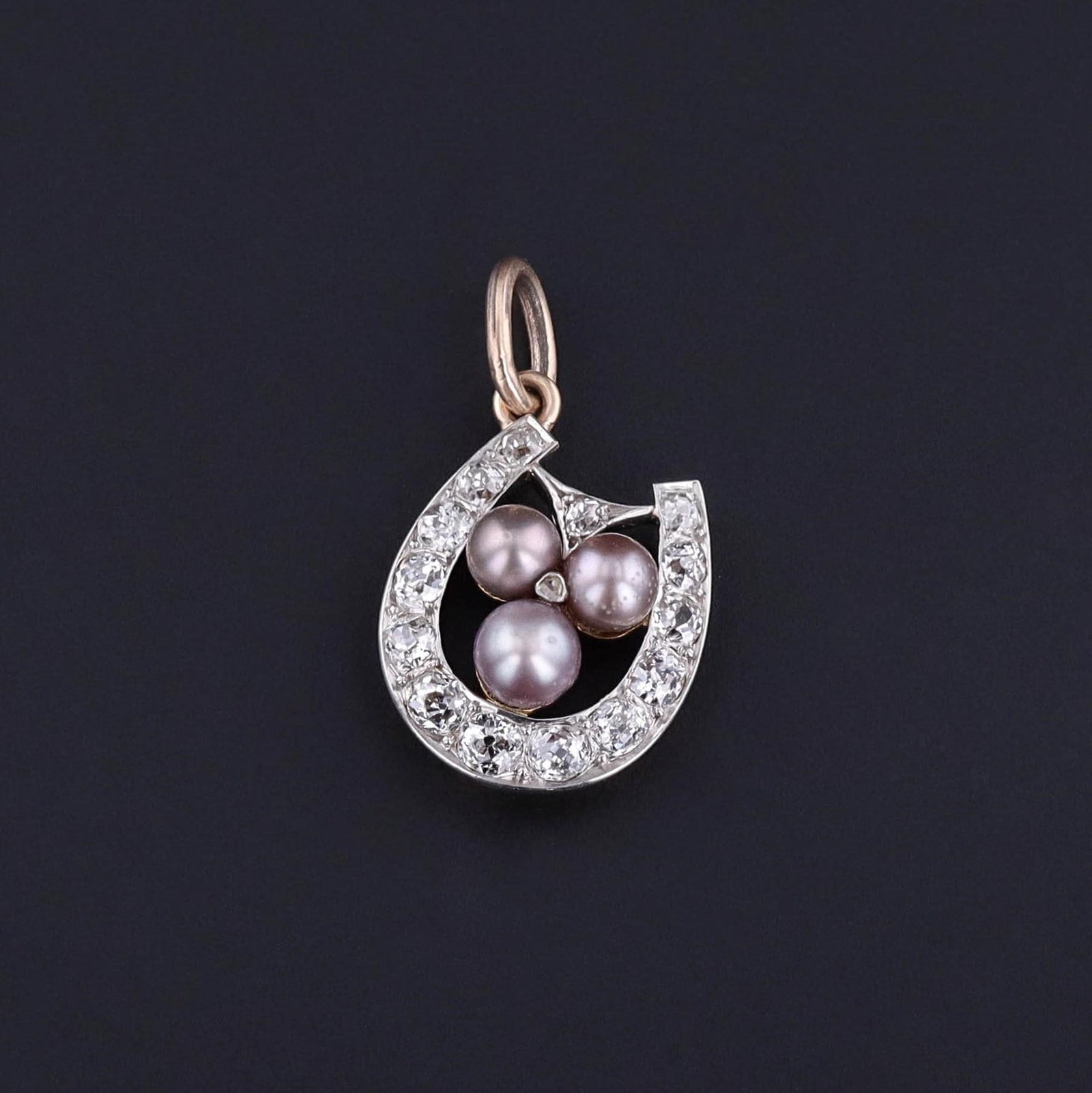 Antique Diamond and Pearl Horseshoe Charm - Trademark Antiques