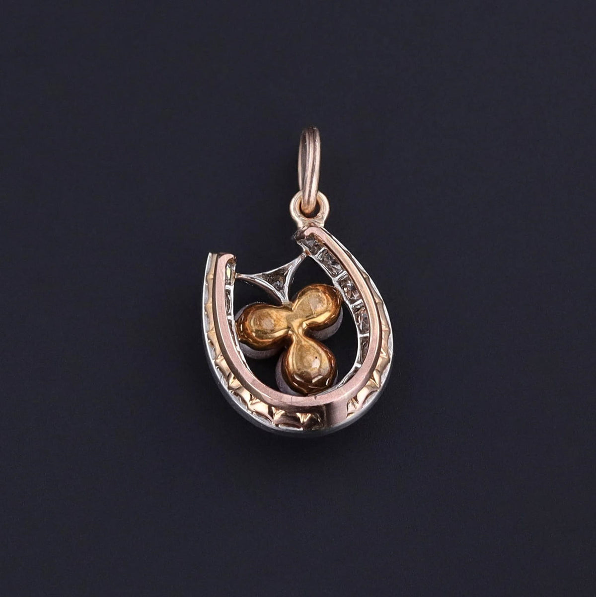 Antique Diamond and Pearl Horseshoe Charm - Trademark Antiques