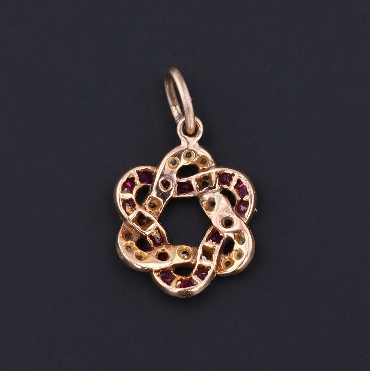 Antique Diamond and Ruby Pendant | 14k Gold Pendant - Trademark Antiques
