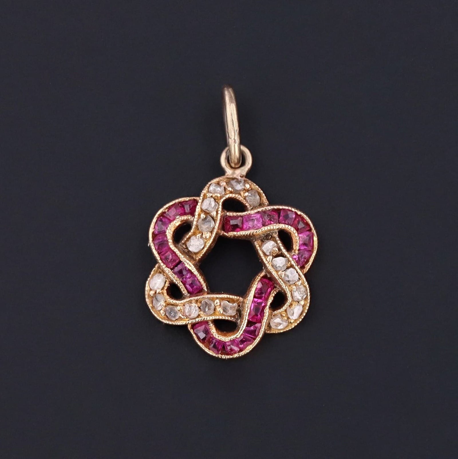 Antique Diamond and Ruby Pendant | 14k Gold Pendant - Trademark Antiques