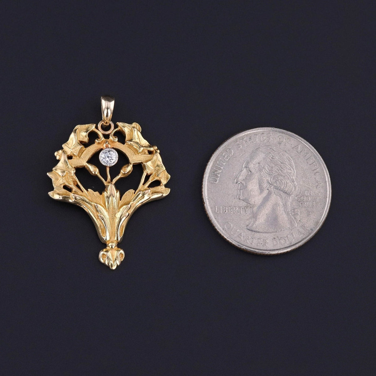 Antique Diamond Bouquet Pendant of 14k Gold - Trademark Antiques