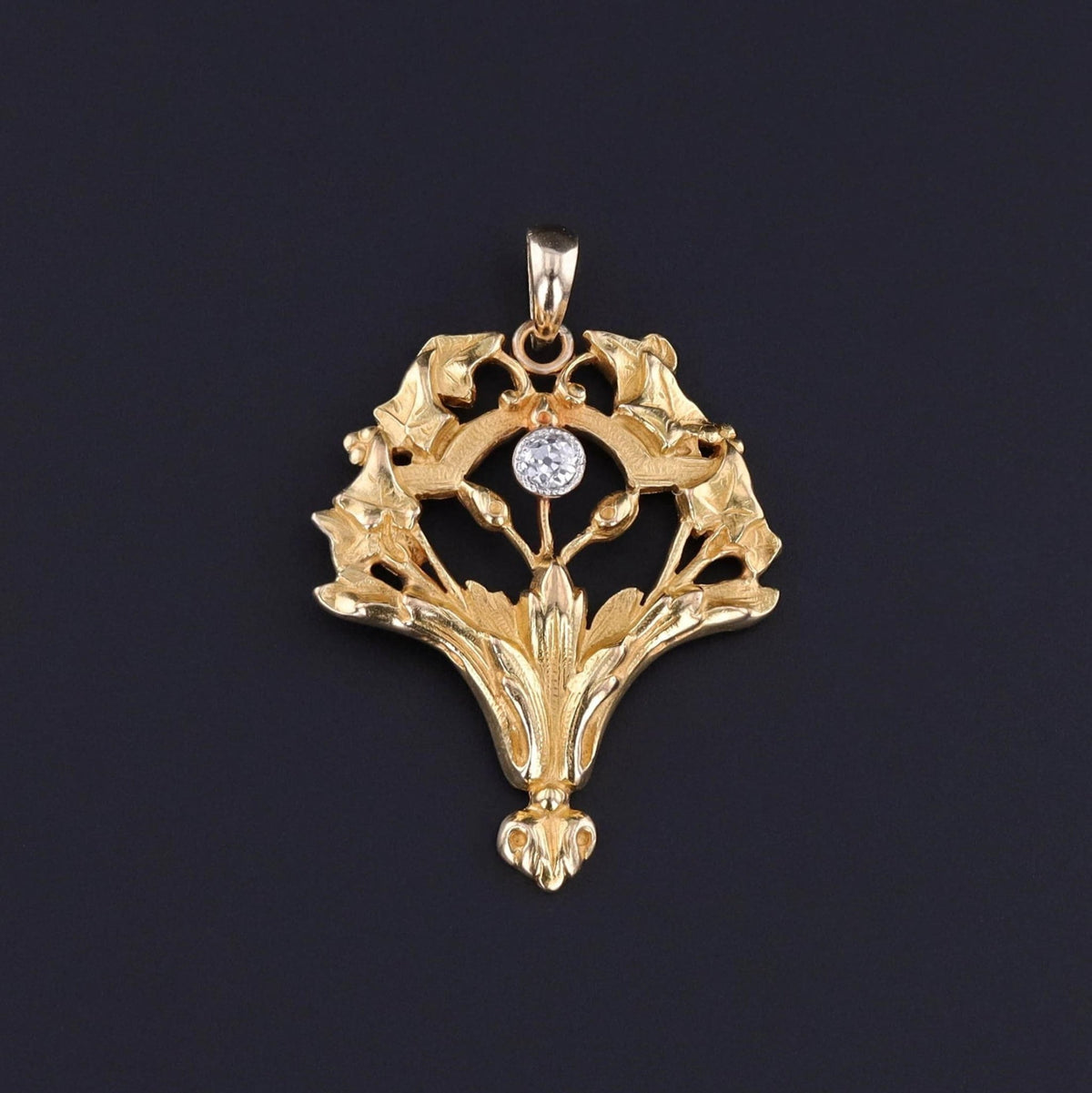 Antique Diamond Bouquet Pendant of 14k Gold - Trademark Antiques