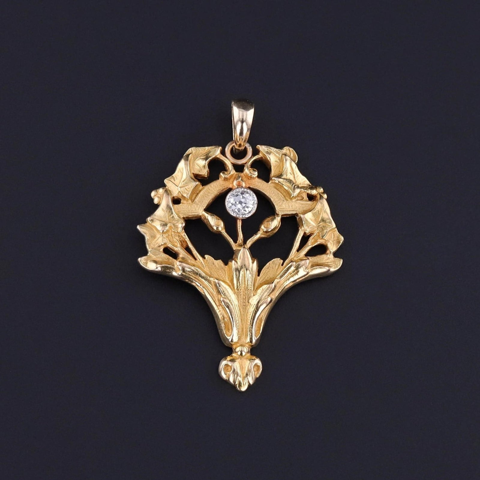 Antique Diamond Bouquet Pendant of 14k Gold - Trademark Antiques