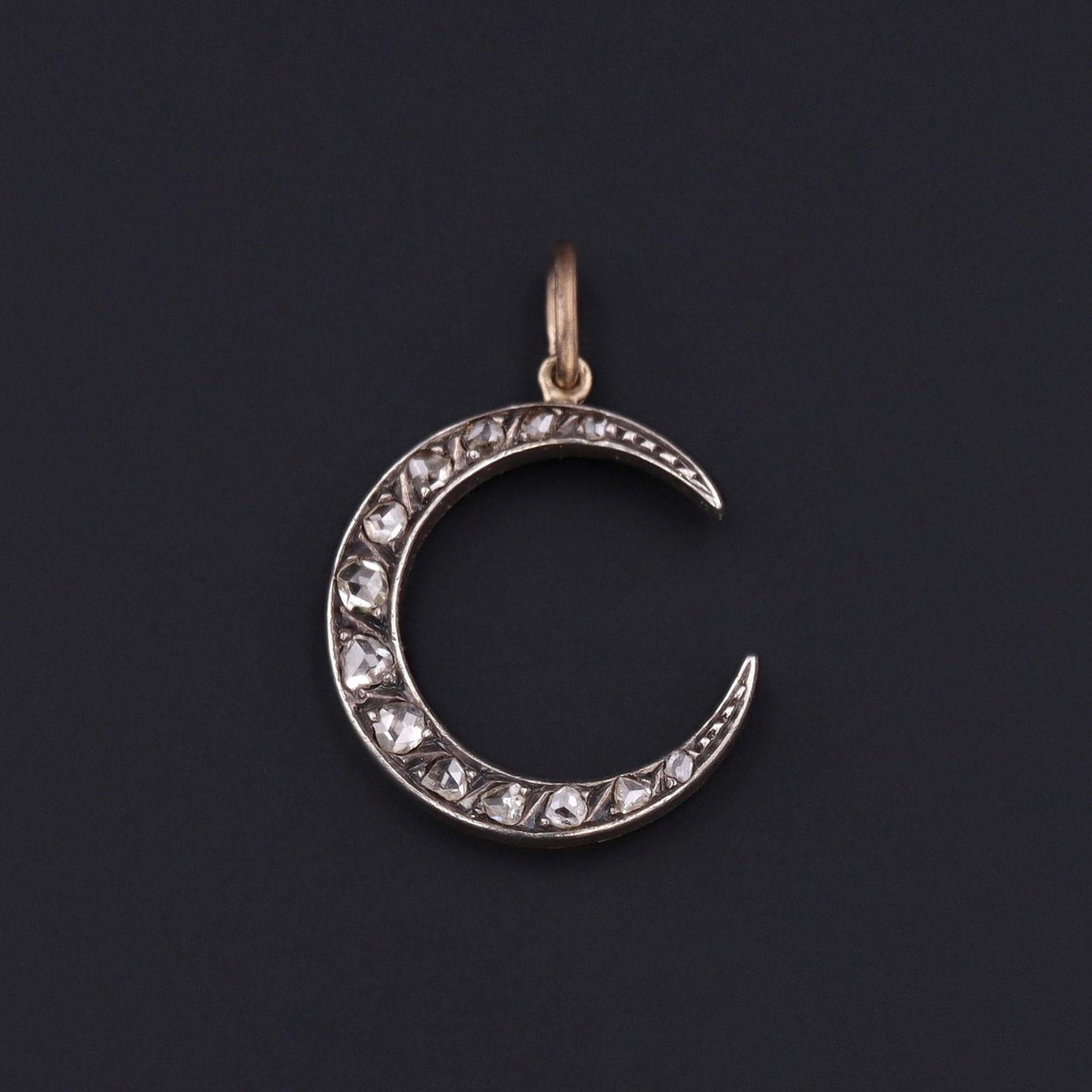 Antique Diamond Crescent Moon Charm | Antique Diamond Crescent - Trademark Antiques