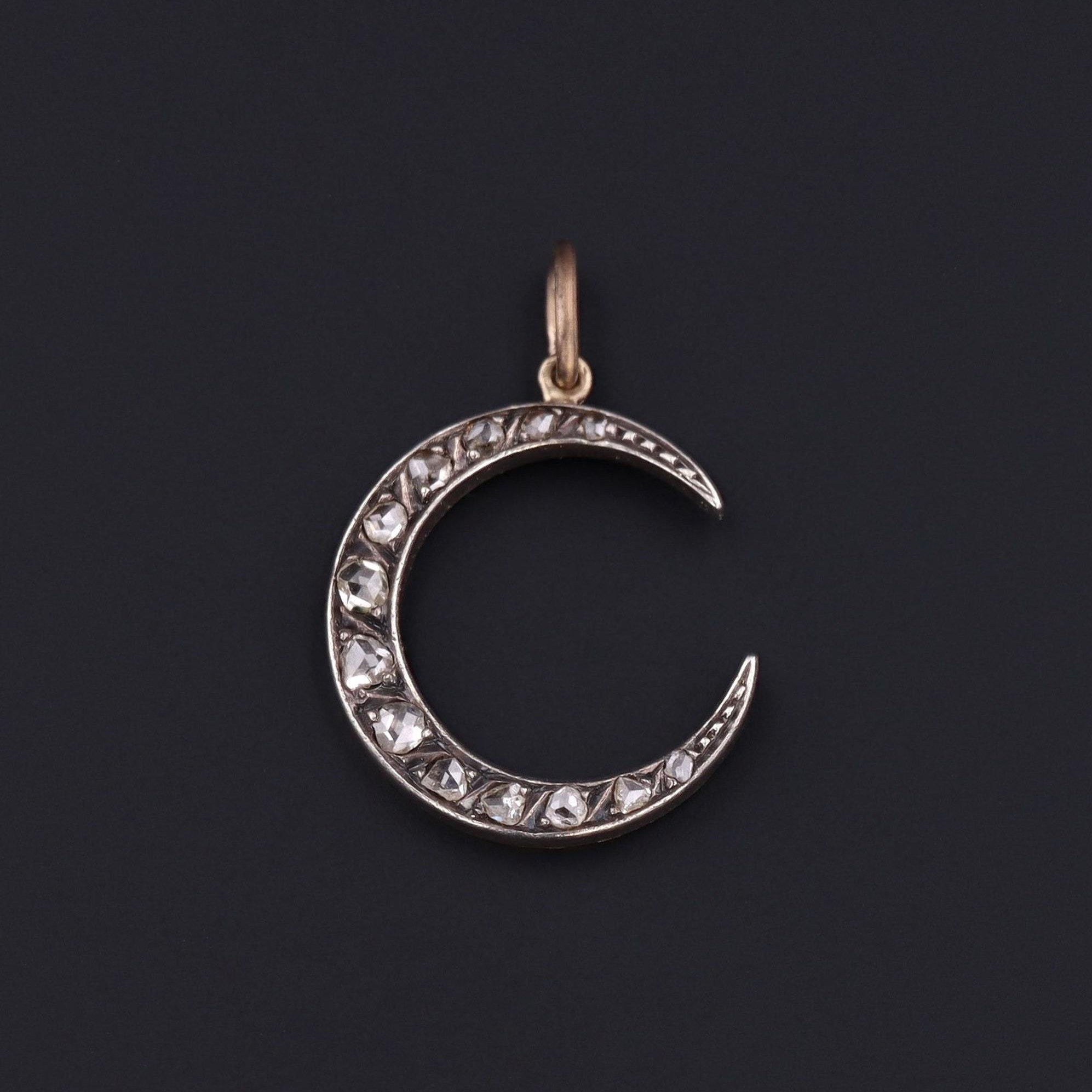 Antique Diamond Crescent Moon Charm | Antique Diamond Crescent - Trademark Antiques