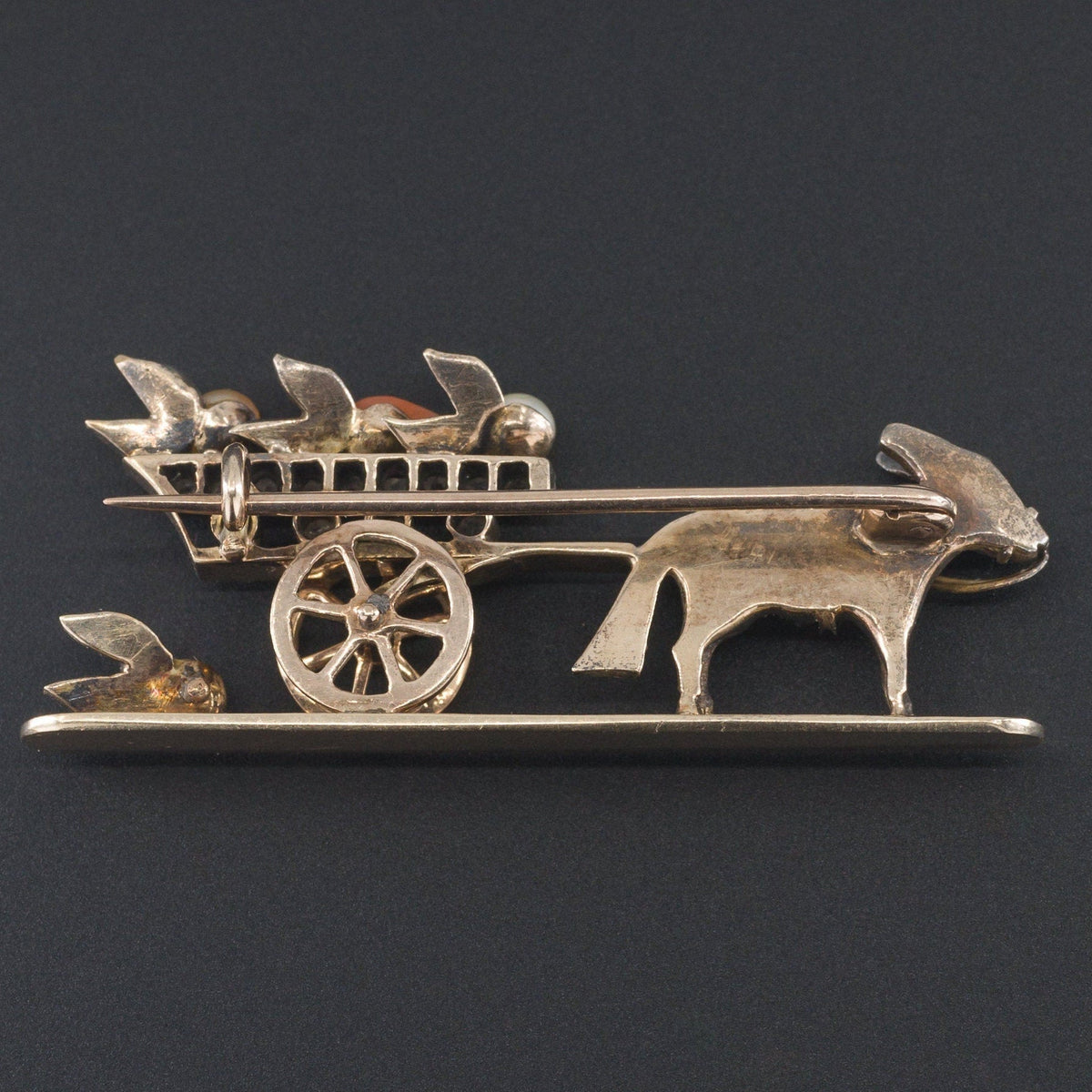 Antique Diamond Donkey Cart Brooch - Trademark Antiques