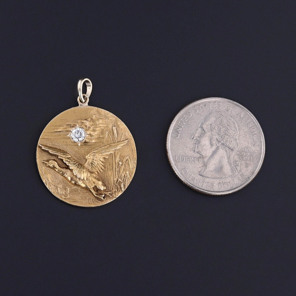 Antique Diamond Duck Conversion Pendant of 14k Gold - Trademark Antiques