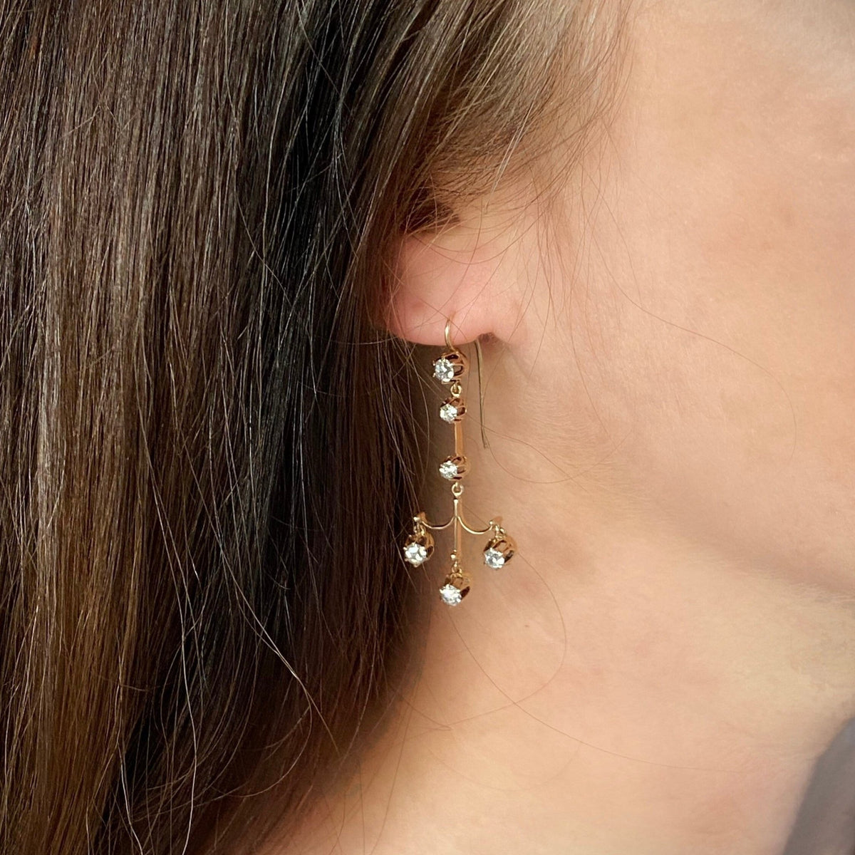 Antique Diamond Earrings | Chandelier Earrings - Trademark Antiques