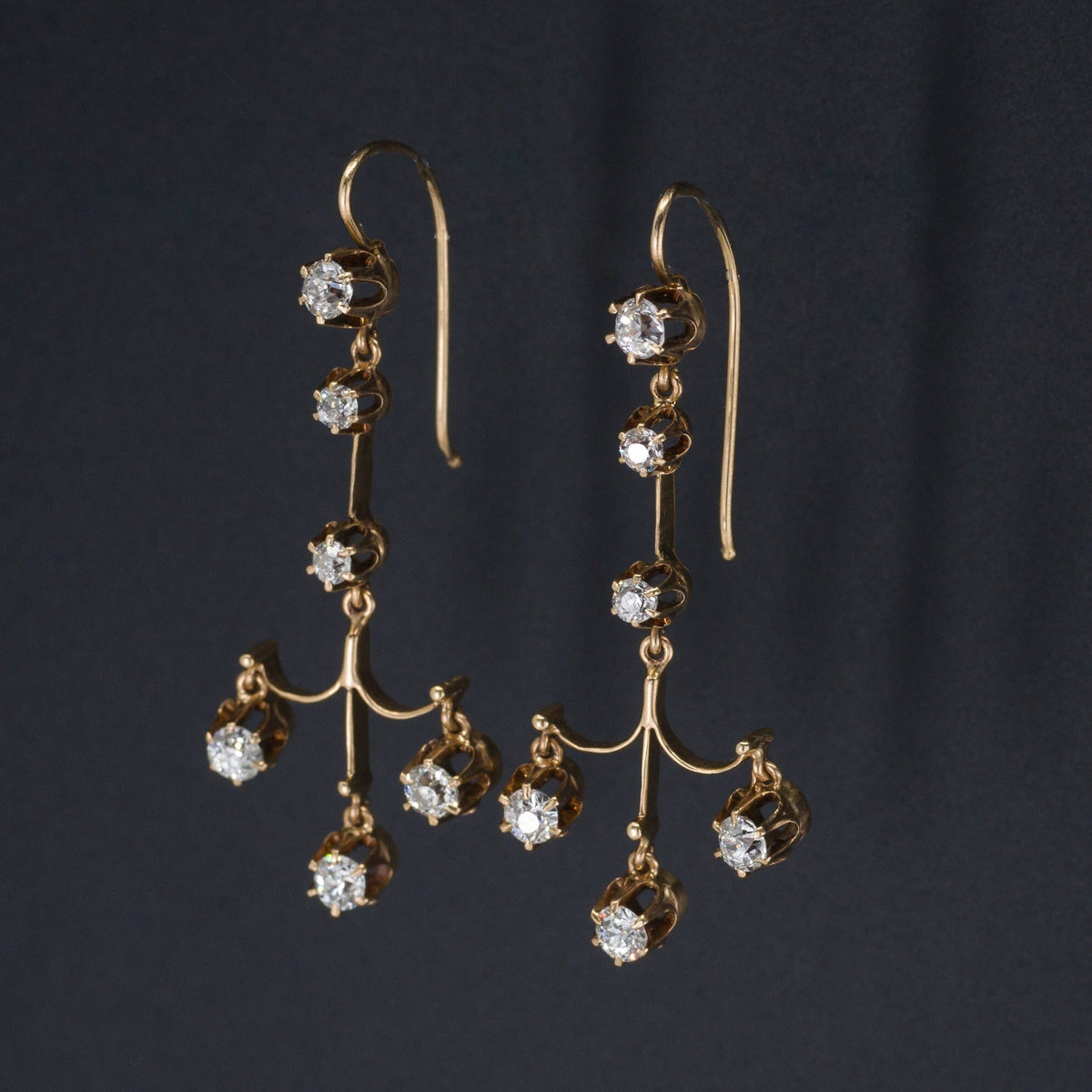 Antique Diamond Earrings | Chandelier Earrings - Trademark Antiques
