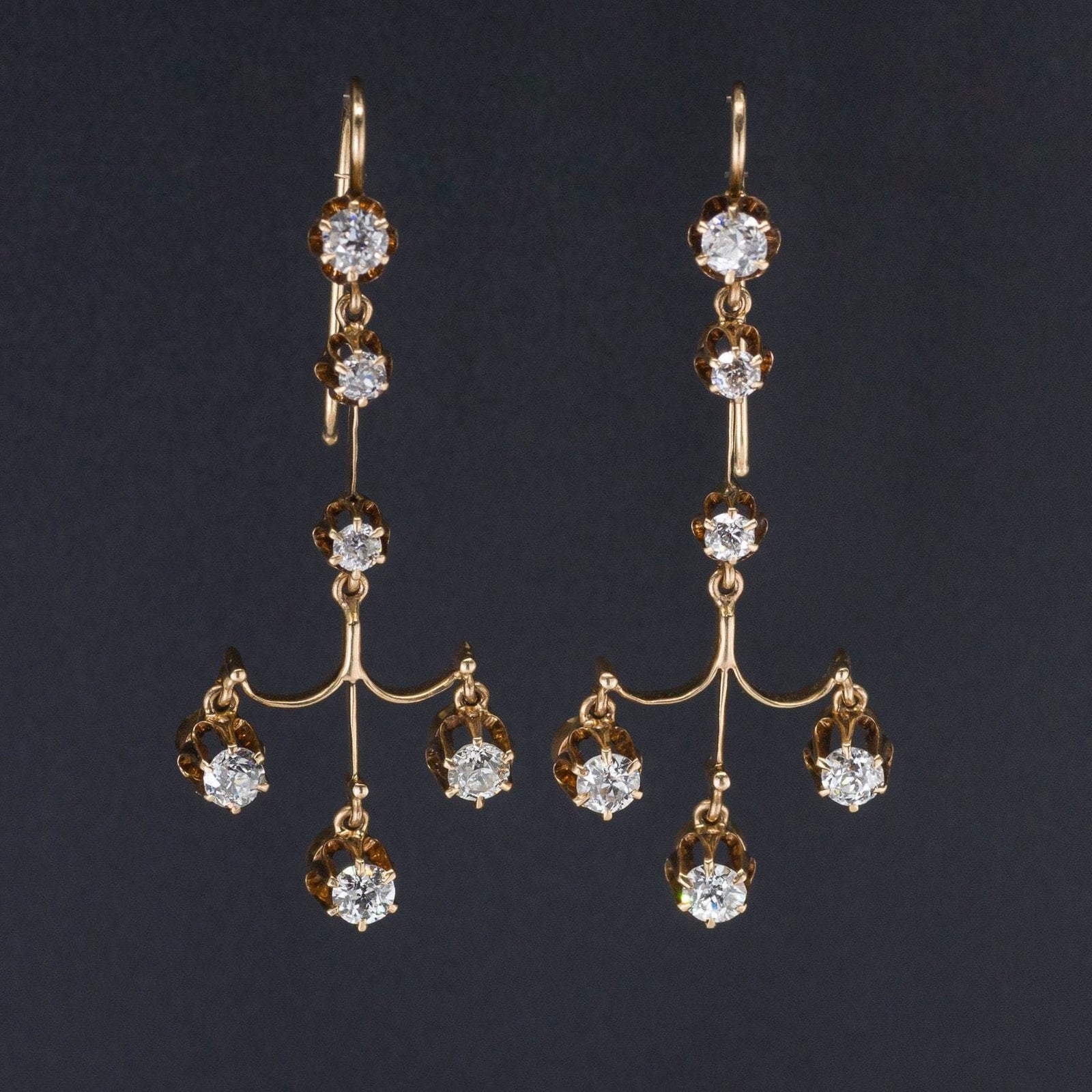 Antique Diamond Earrings | Chandelier Earrings - Trademark Antiques