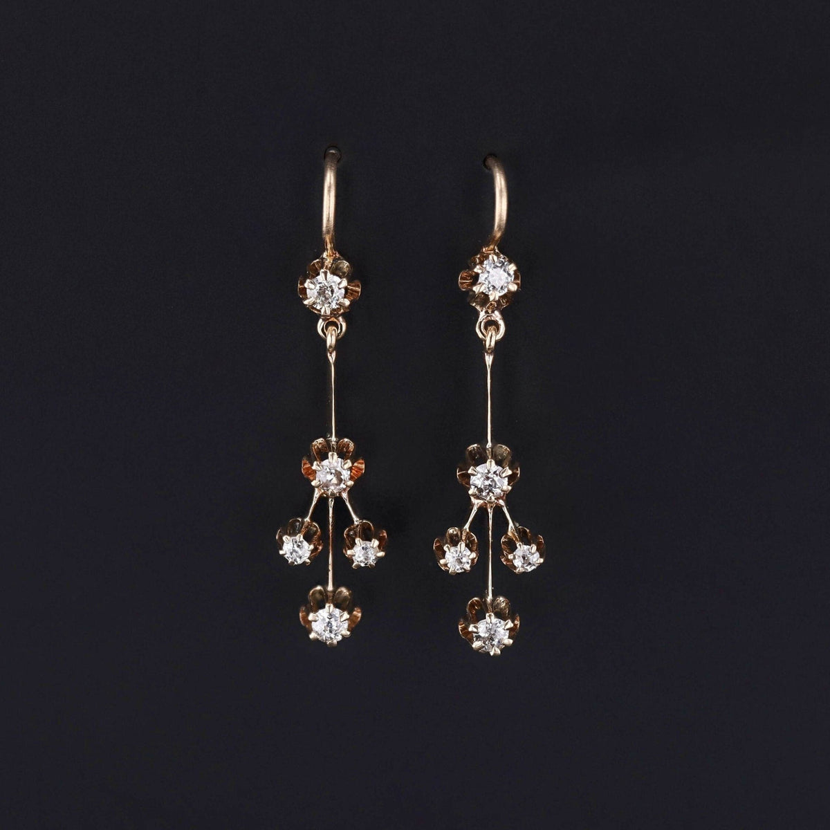 Antique Diamond Earrings | Diamond Chandelier Earrings - Trademark Antiques