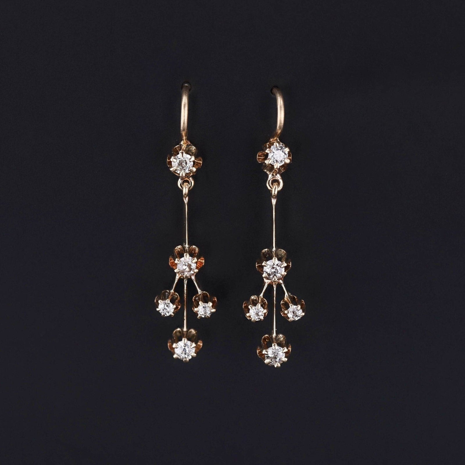 Antique Diamond Earrings | Diamond Chandelier Earrings - Trademark Antiques