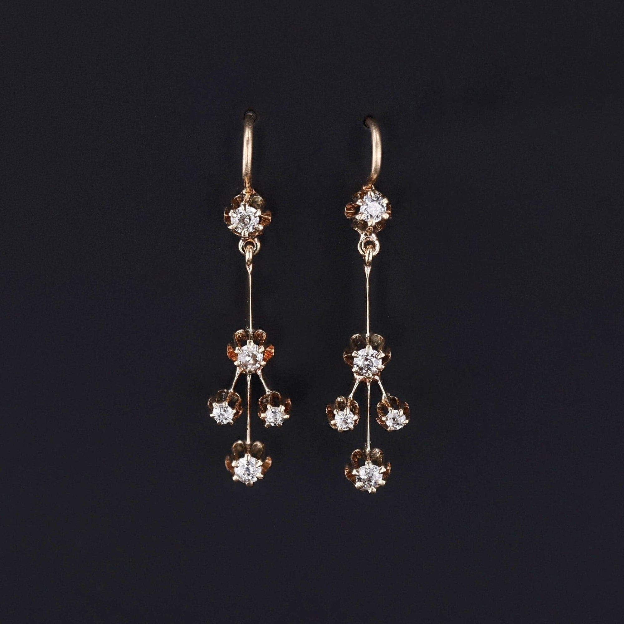 Antique Diamond Earrings | Diamond Chandelier Earrings - Trademark Antiques