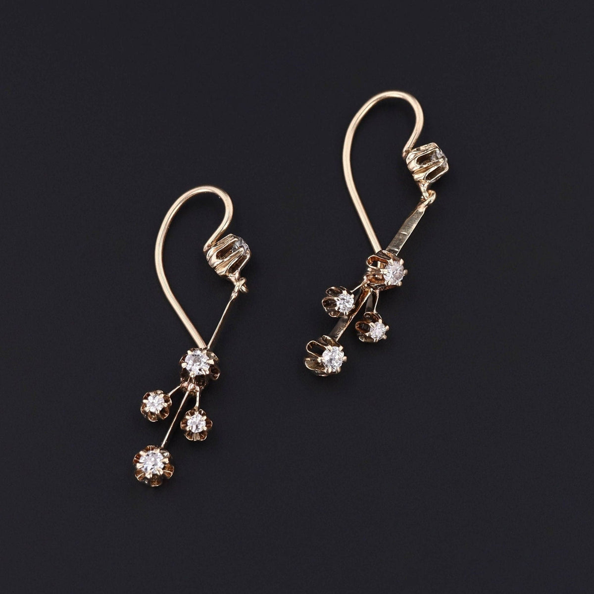 Antique Diamond Earrings | Diamond Chandelier Earrings - Trademark Antiques