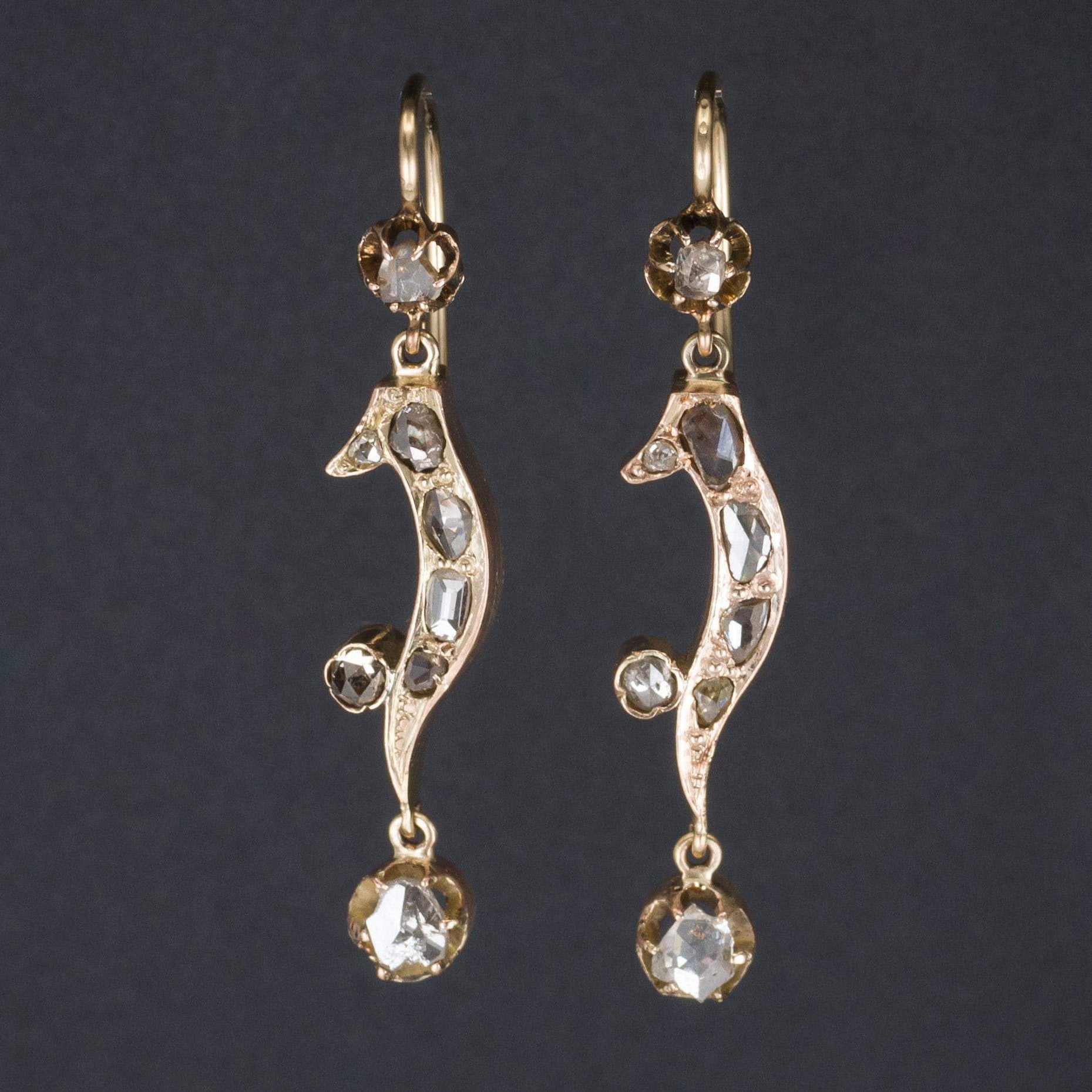Antique Diamond Earrings | Pin Conversion Earrings - Trademark Antiques