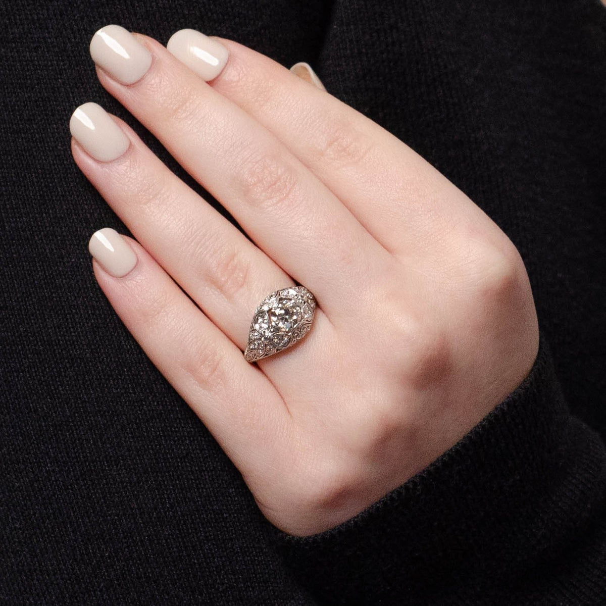 Antique Diamond Engagement Ring in Platinum - Trademark Antiques