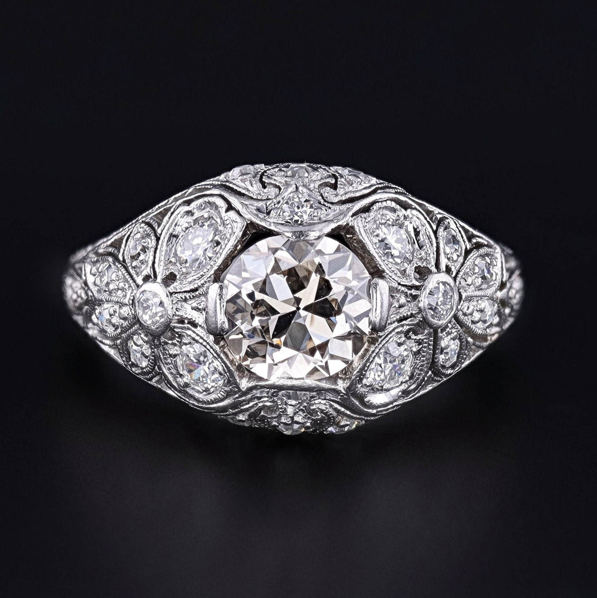 Antique Diamond Engagement Ring in Platinum - Trademark Antiques