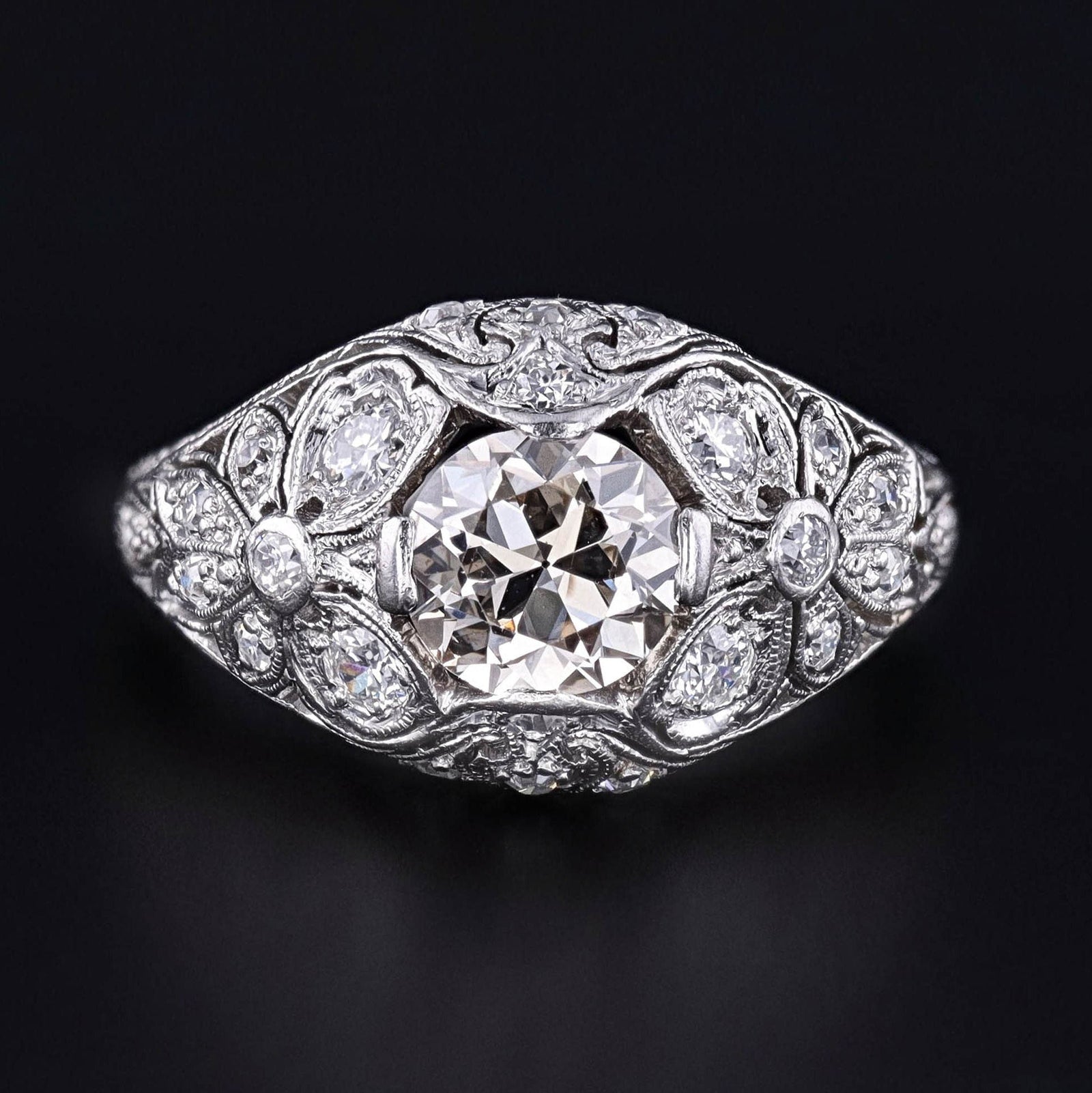 Antique Diamond Engagement Ring in Platinum - Trademark Antiques