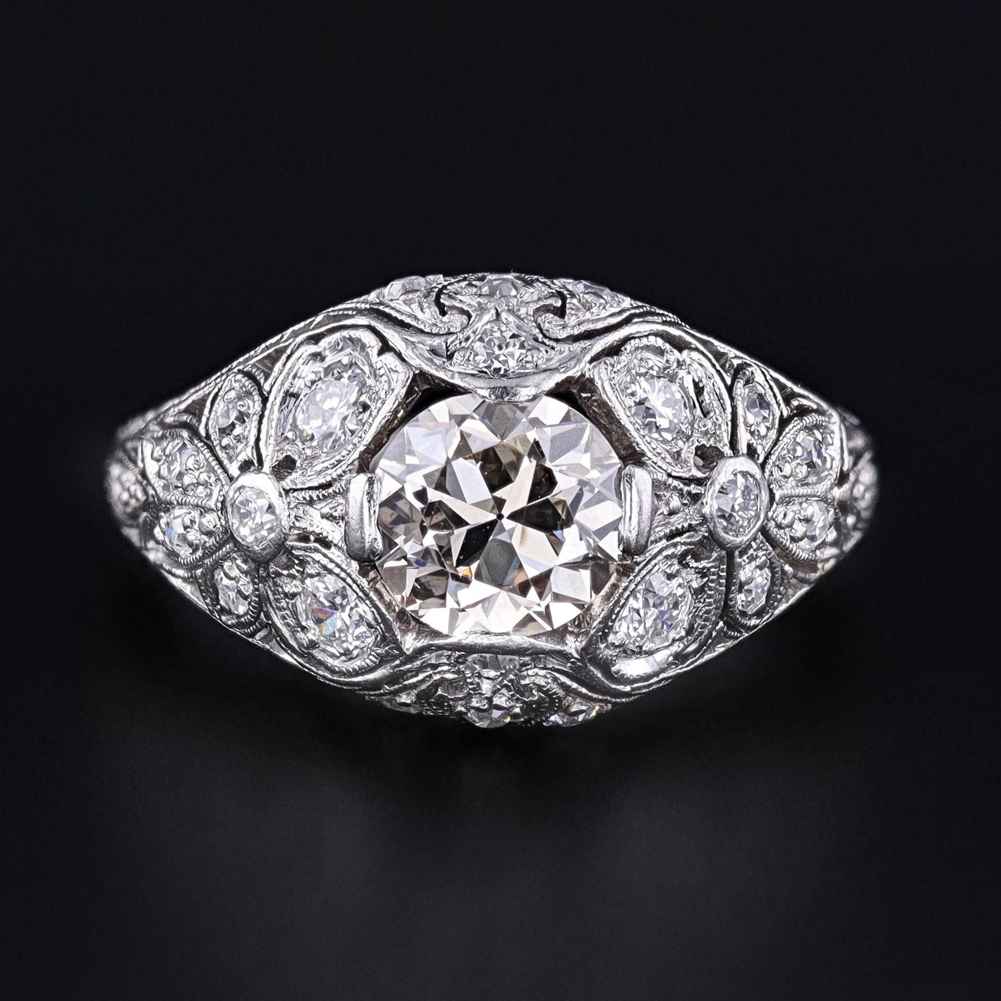 Antique Diamond Engagement Ring in Platinum - Trademark Antiques