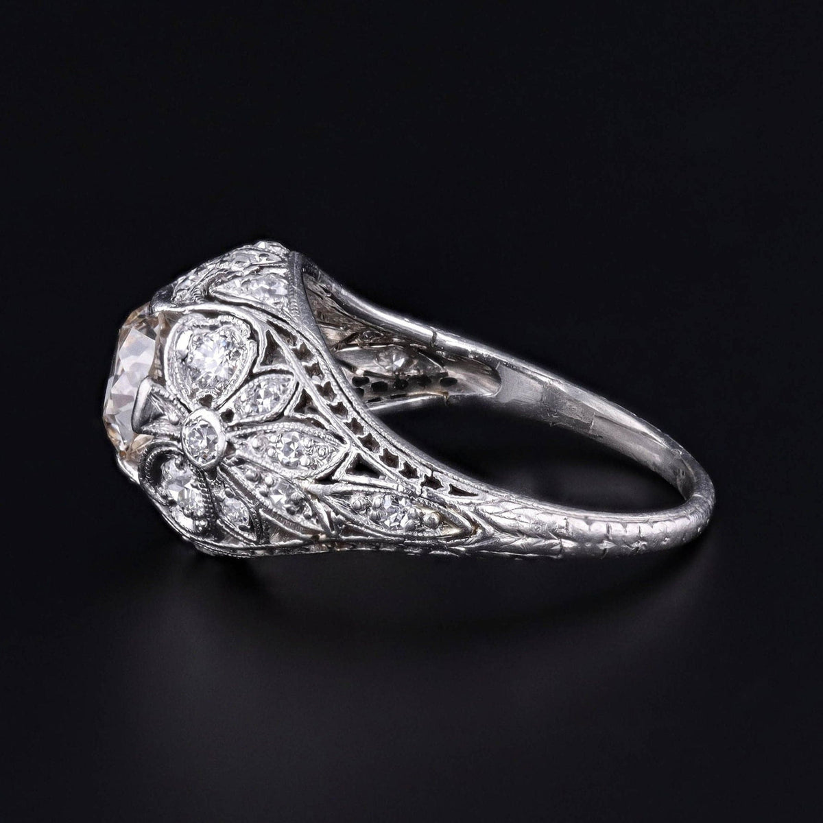Antique Diamond Engagement Ring in Platinum - Trademark Antiques