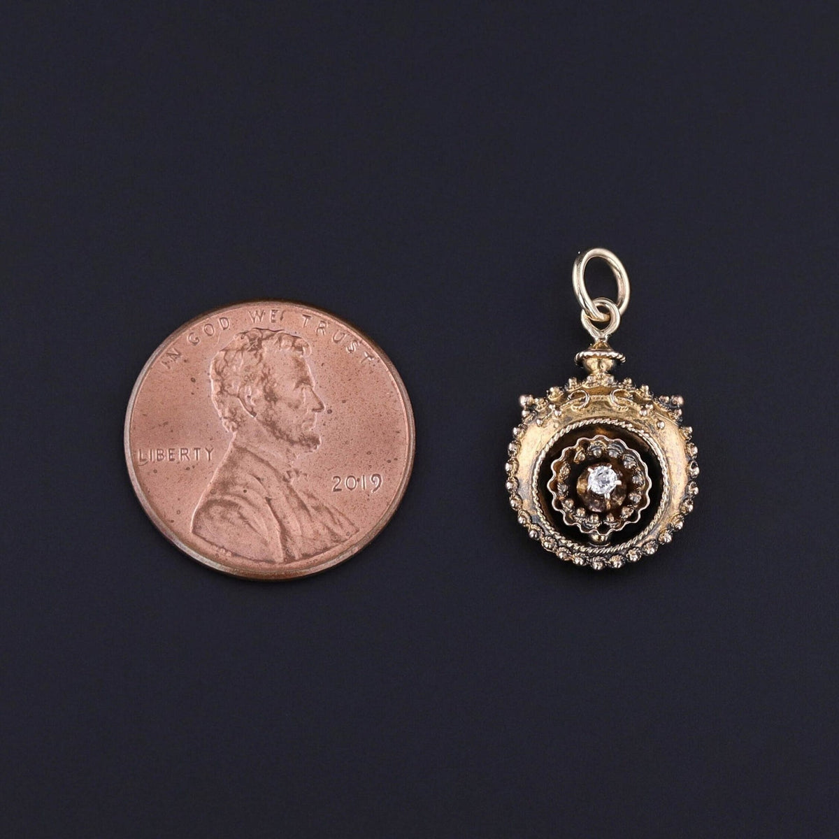 Antique Diamond Etruscan Revival Charm of 10k Gold - Trademark Antiques