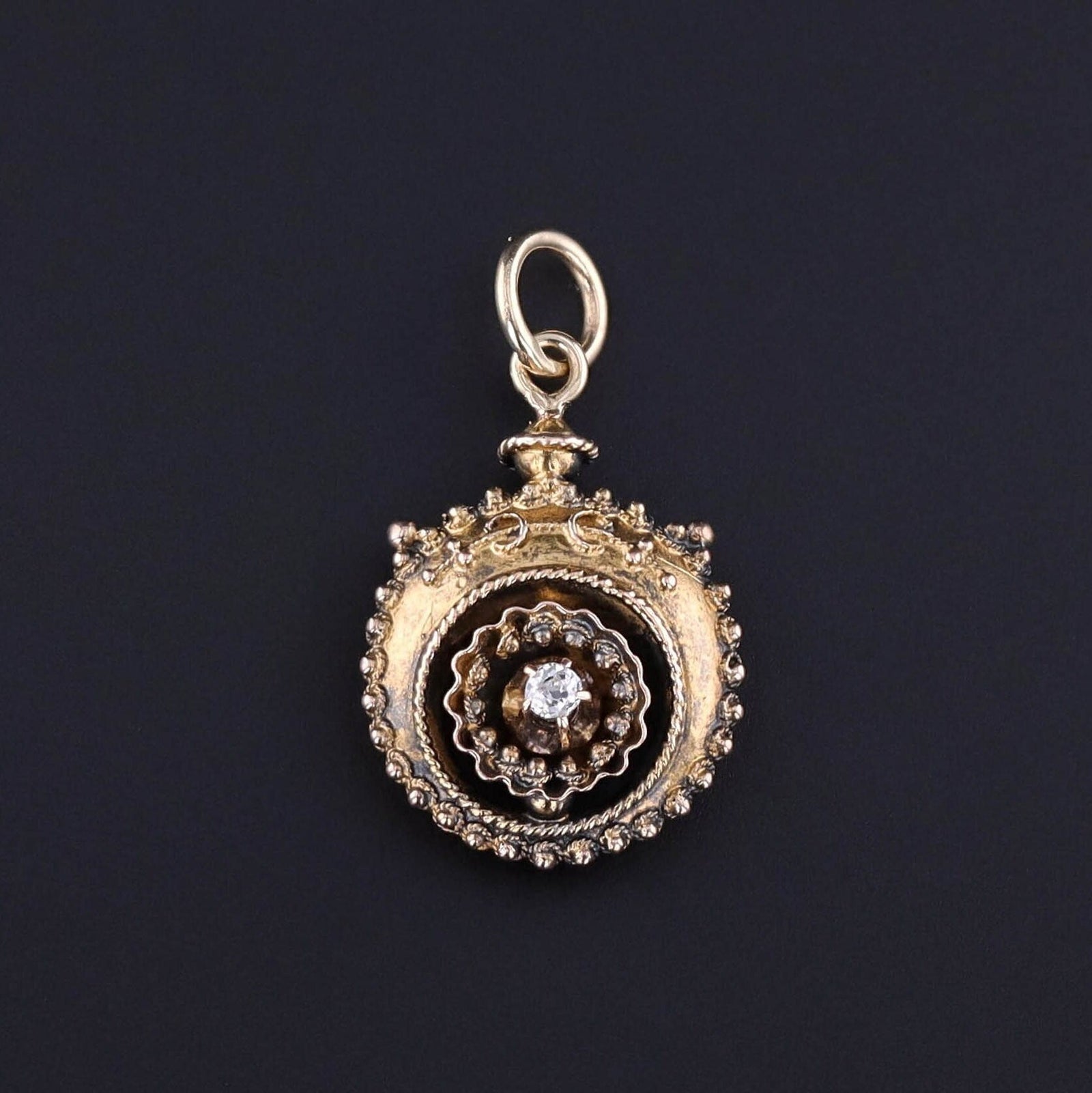 Antique Diamond Etruscan Revival Charm of 10k Gold - Trademark Antiques