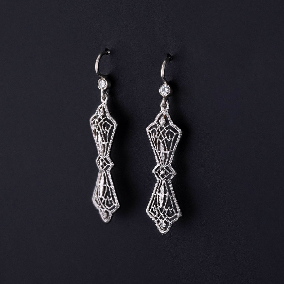 Antique Diamond Filigree Conversion Earrings - Trademark Antiques