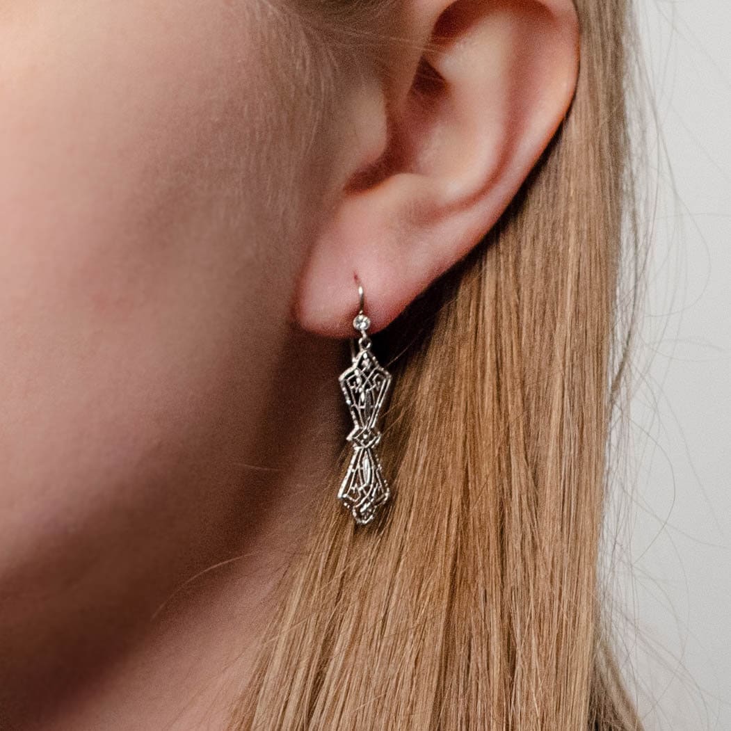 Antique Diamond Filigree Conversion Earrings - Trademark Antiques