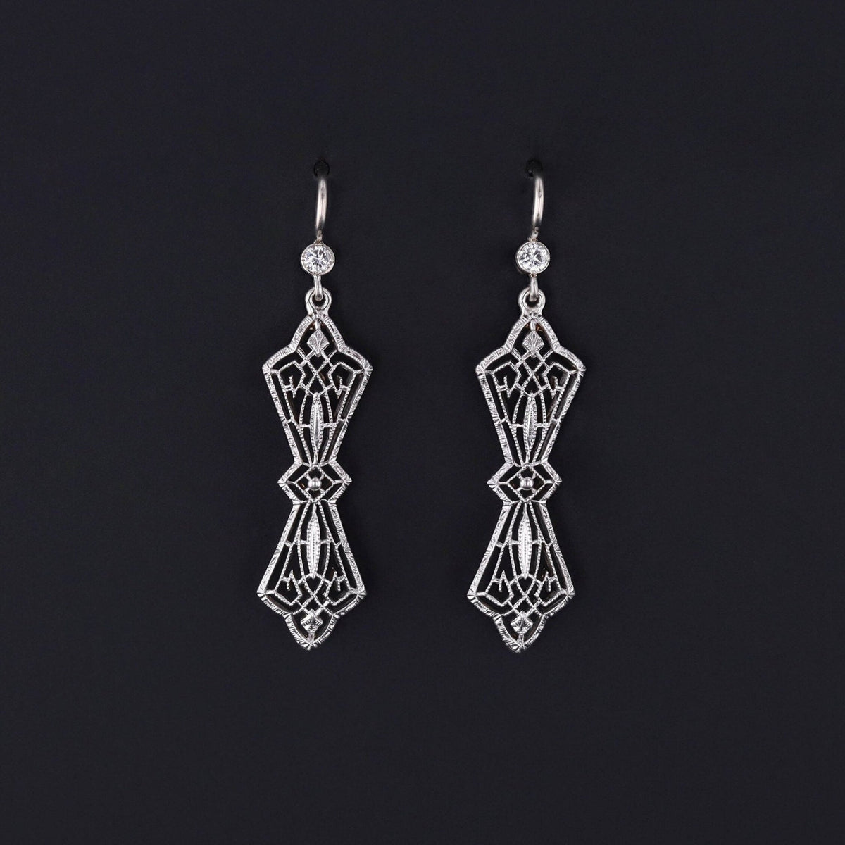Antique Diamond Filigree Conversion Earrings - Trademark Antiques