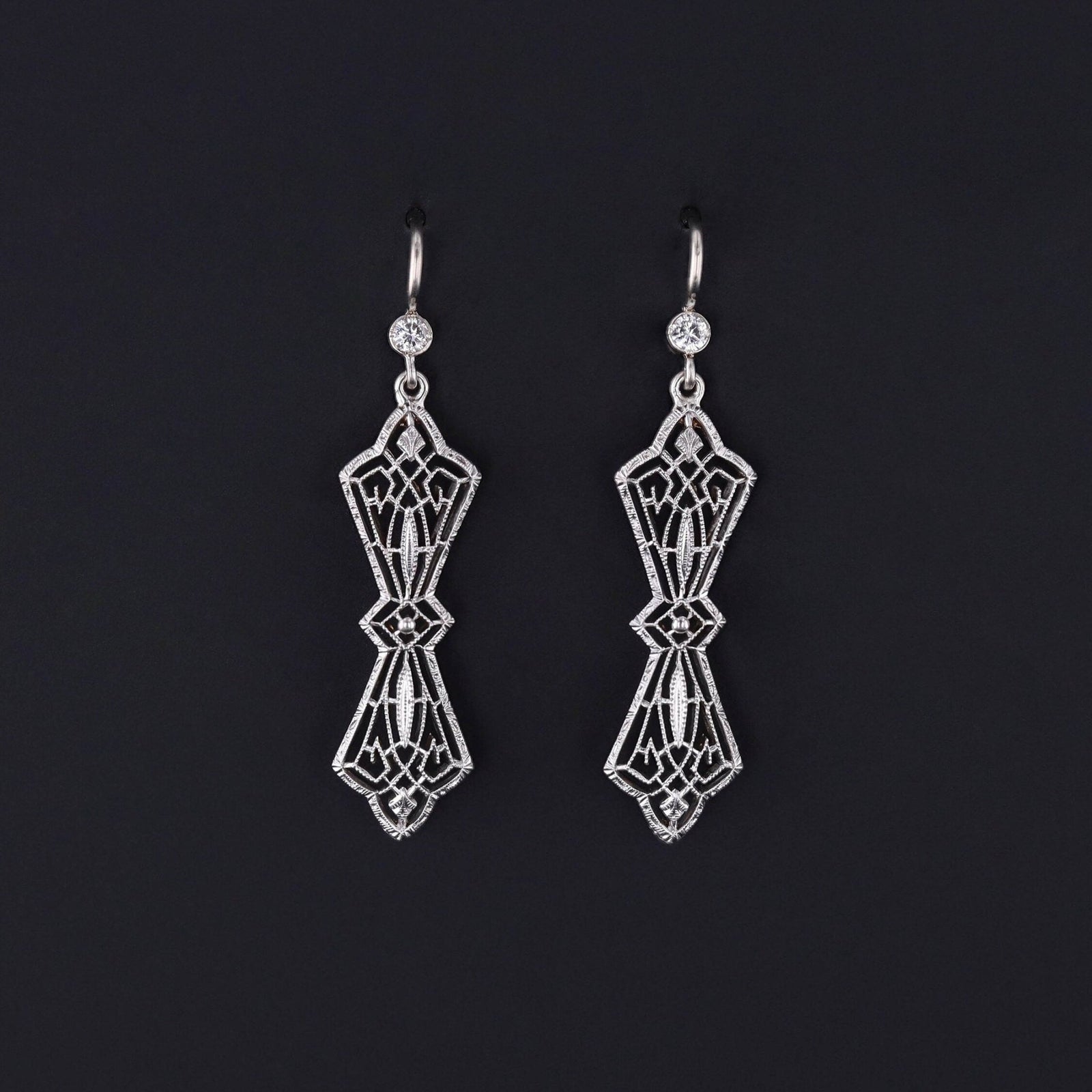 Antique Diamond Filigree Conversion Earrings - Trademark Antiques