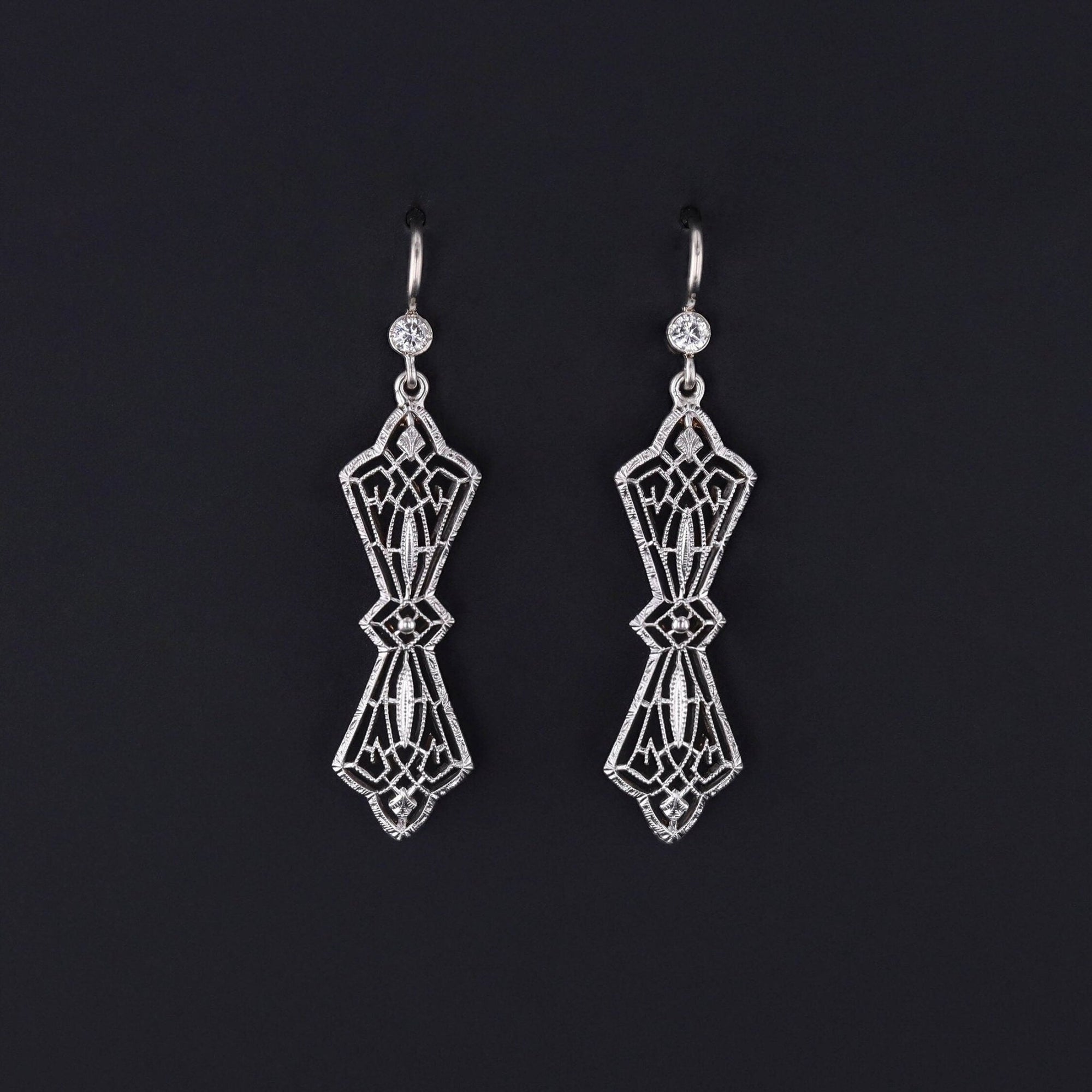 Antique Diamond Filigree Conversion Earrings - Trademark Antiques